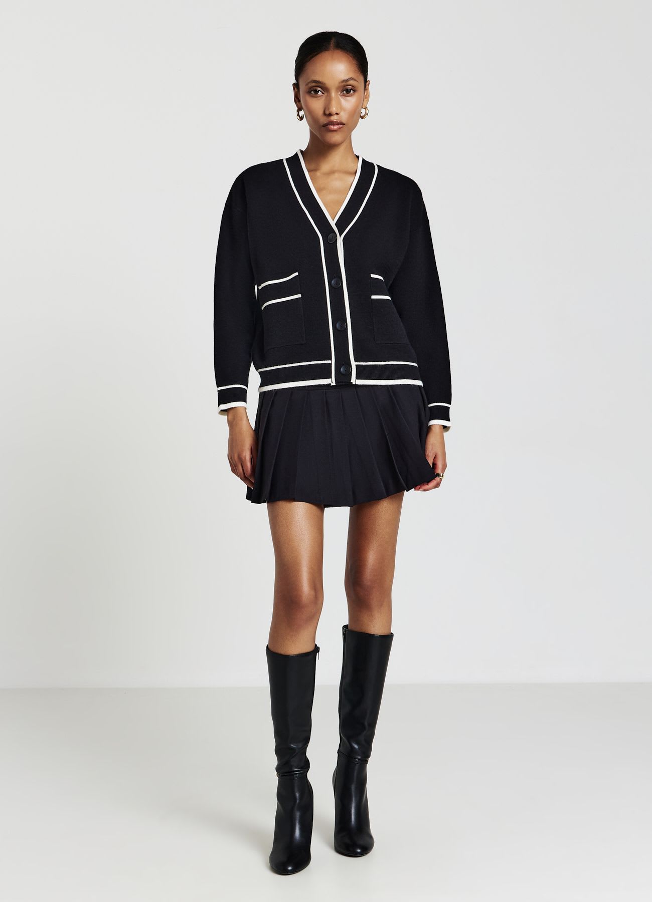 Cardigan con profili a contrasto