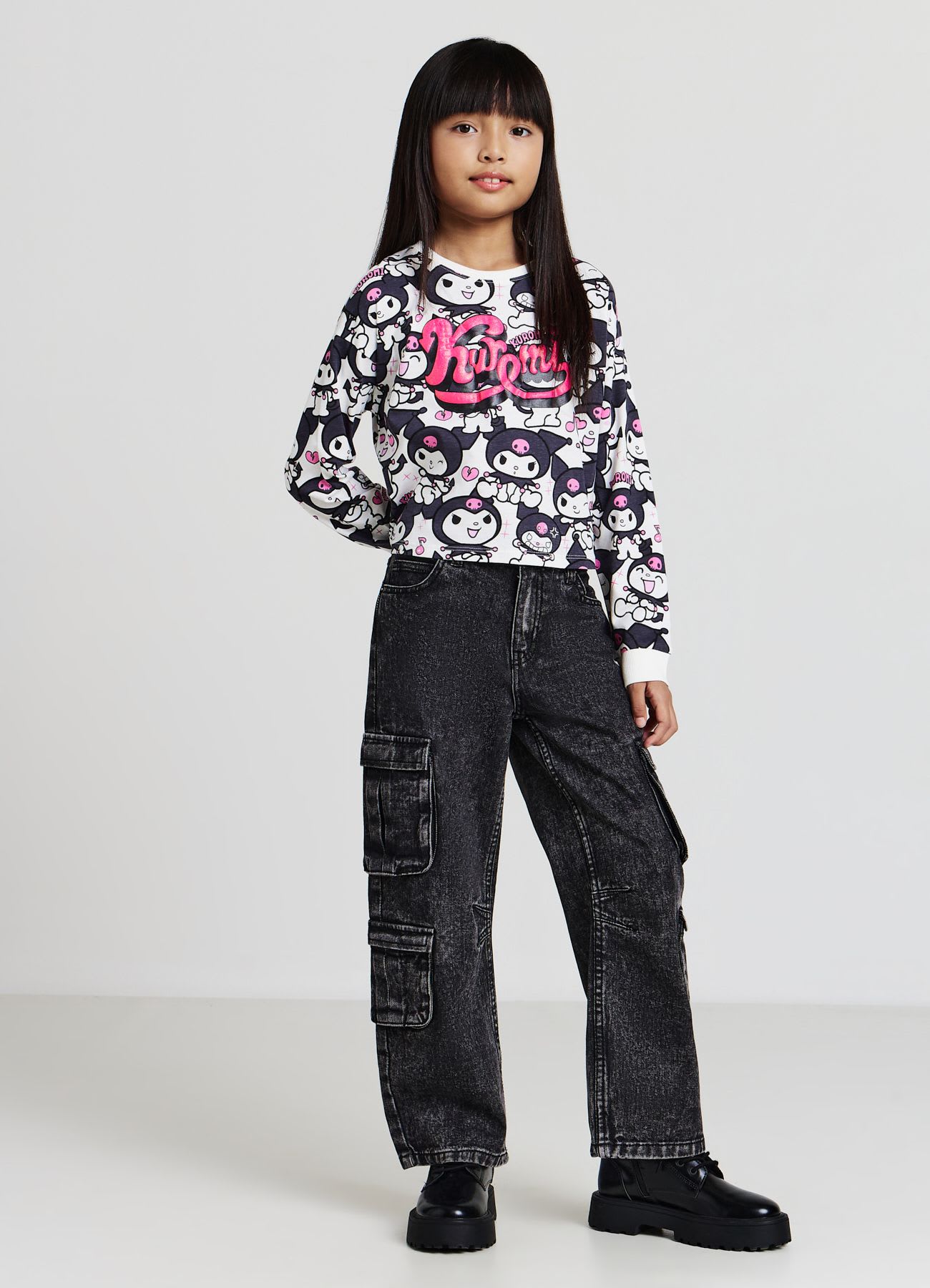 T-shirt a maniche lunghe con stampa Kuromi