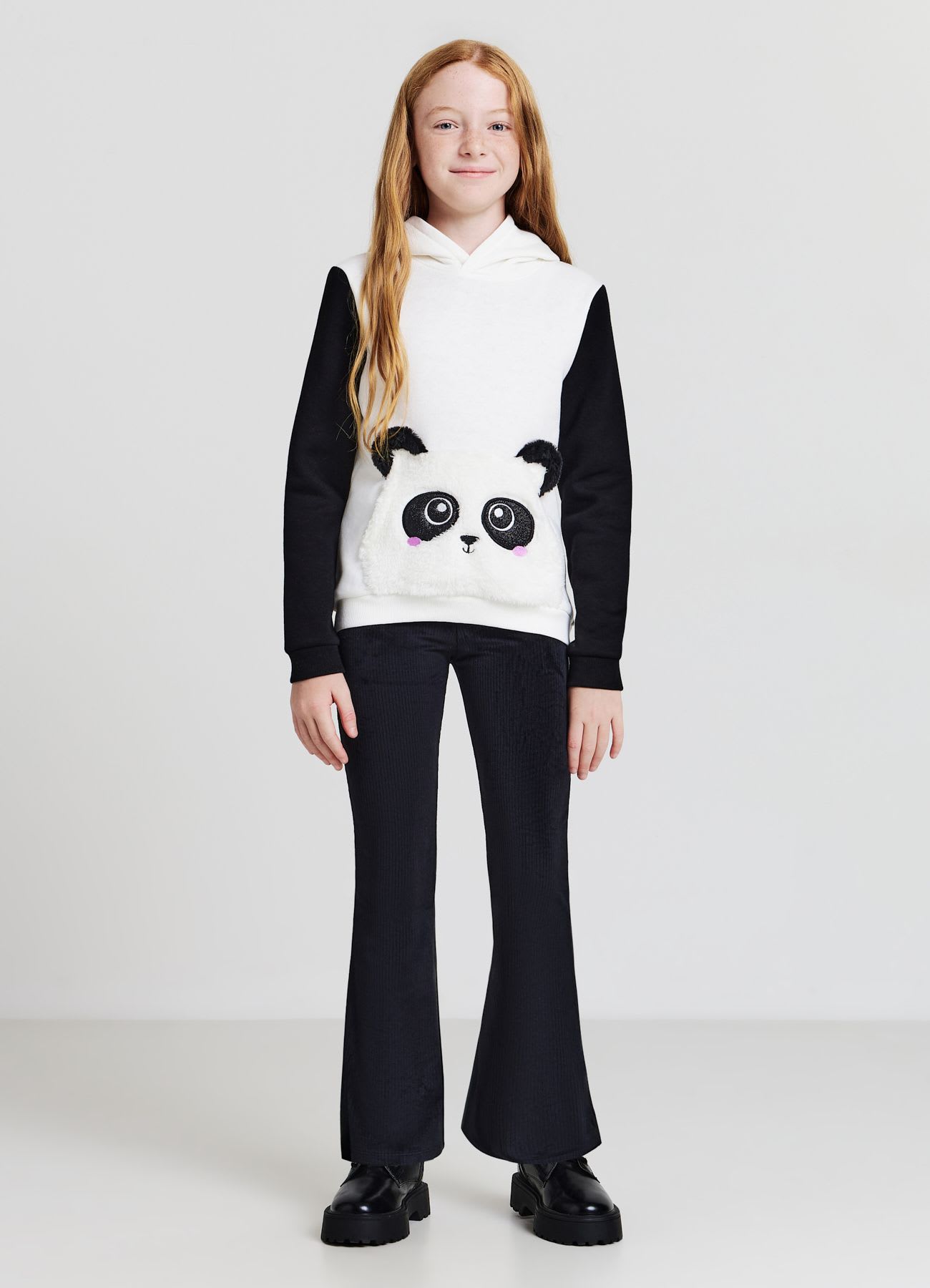 Felpa con cappuccio e tasca panda