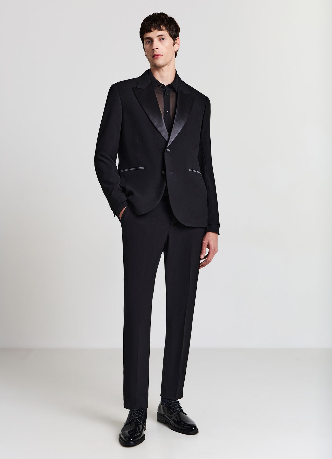 Pantaloni vita in simil satin