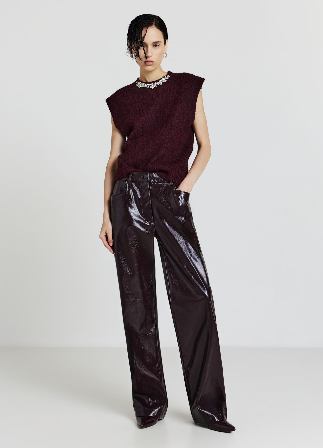 Pantaloni palazzo effetto pelle
