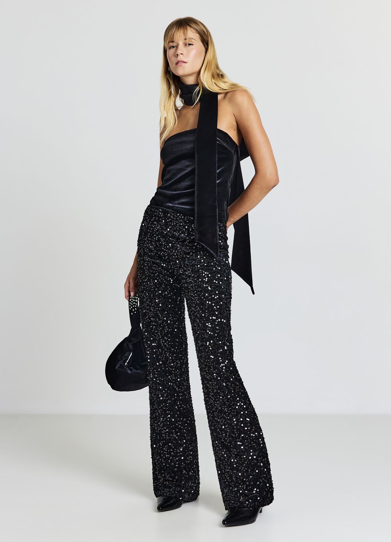 Pantaloni palazzo con paillettes