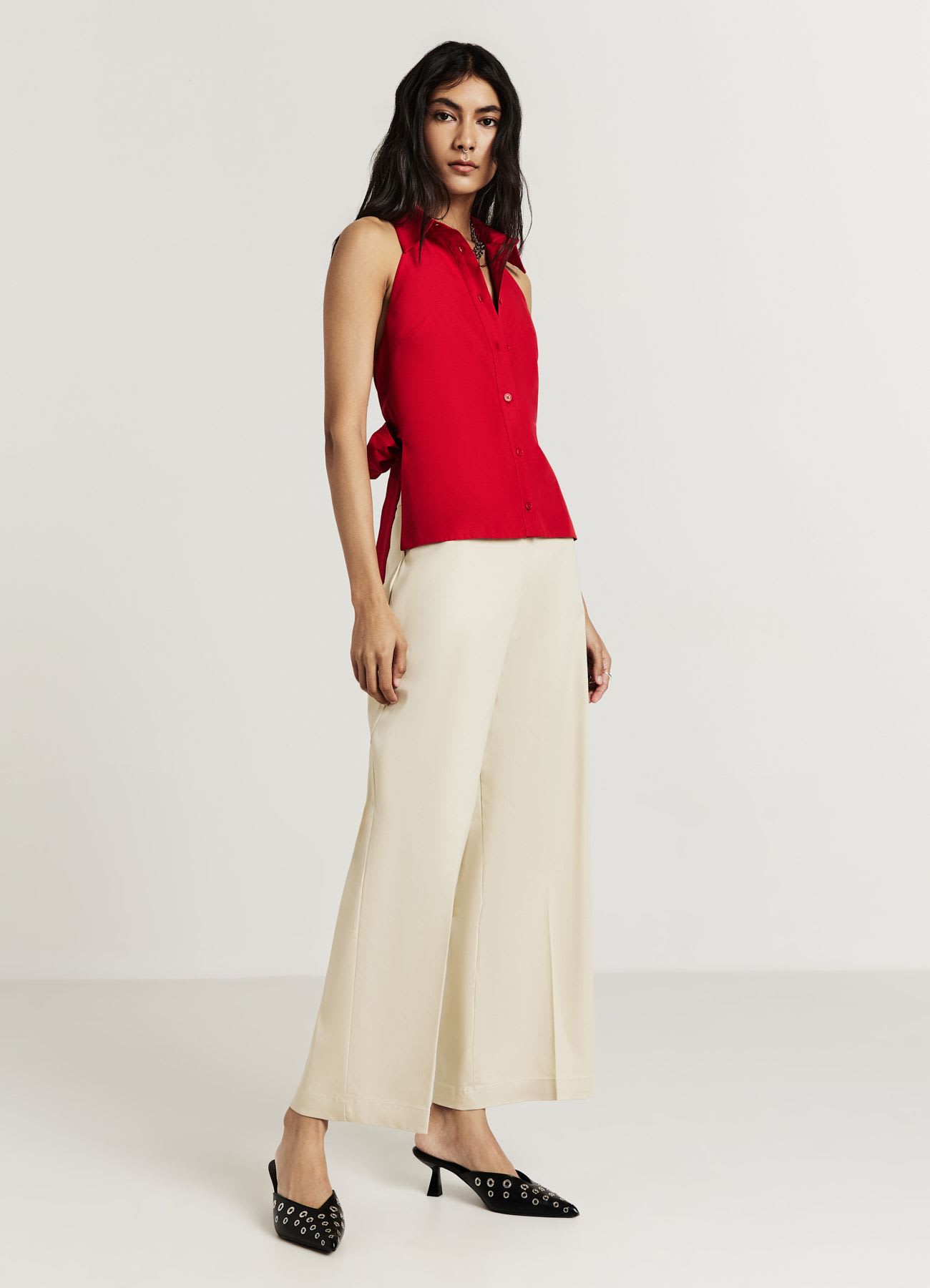 Top camicia halterneck
