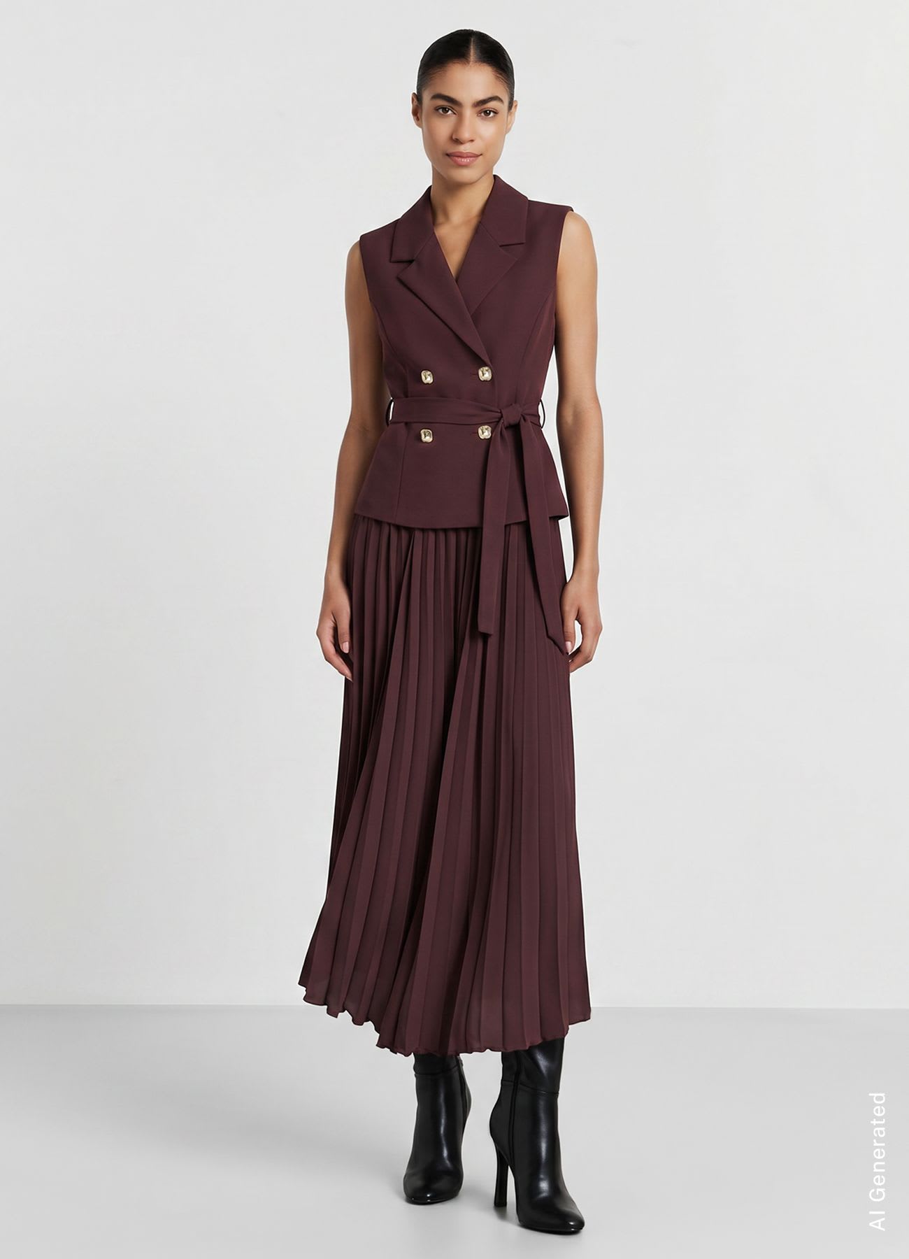 Vestito gilet gonna plissettata