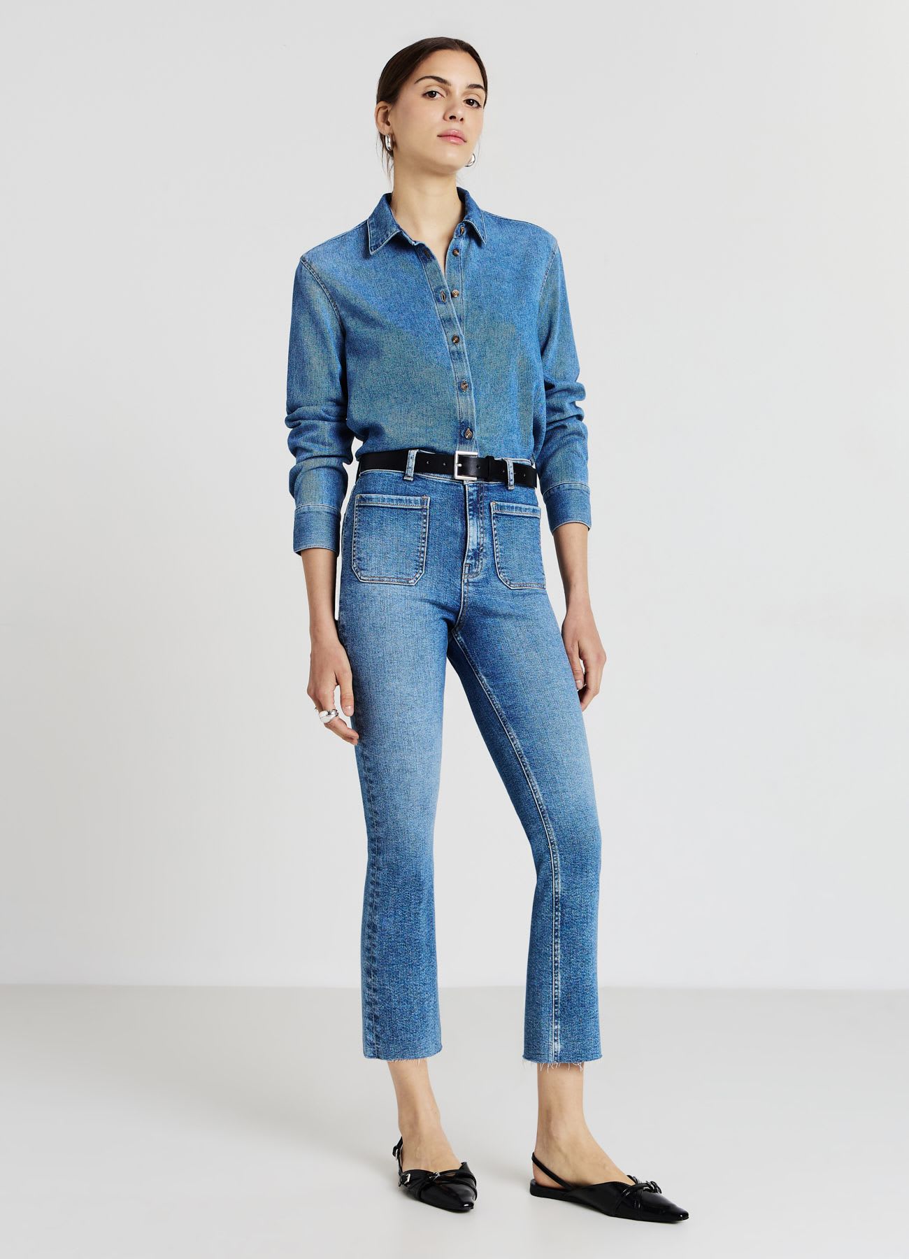 Camicia crop denim
