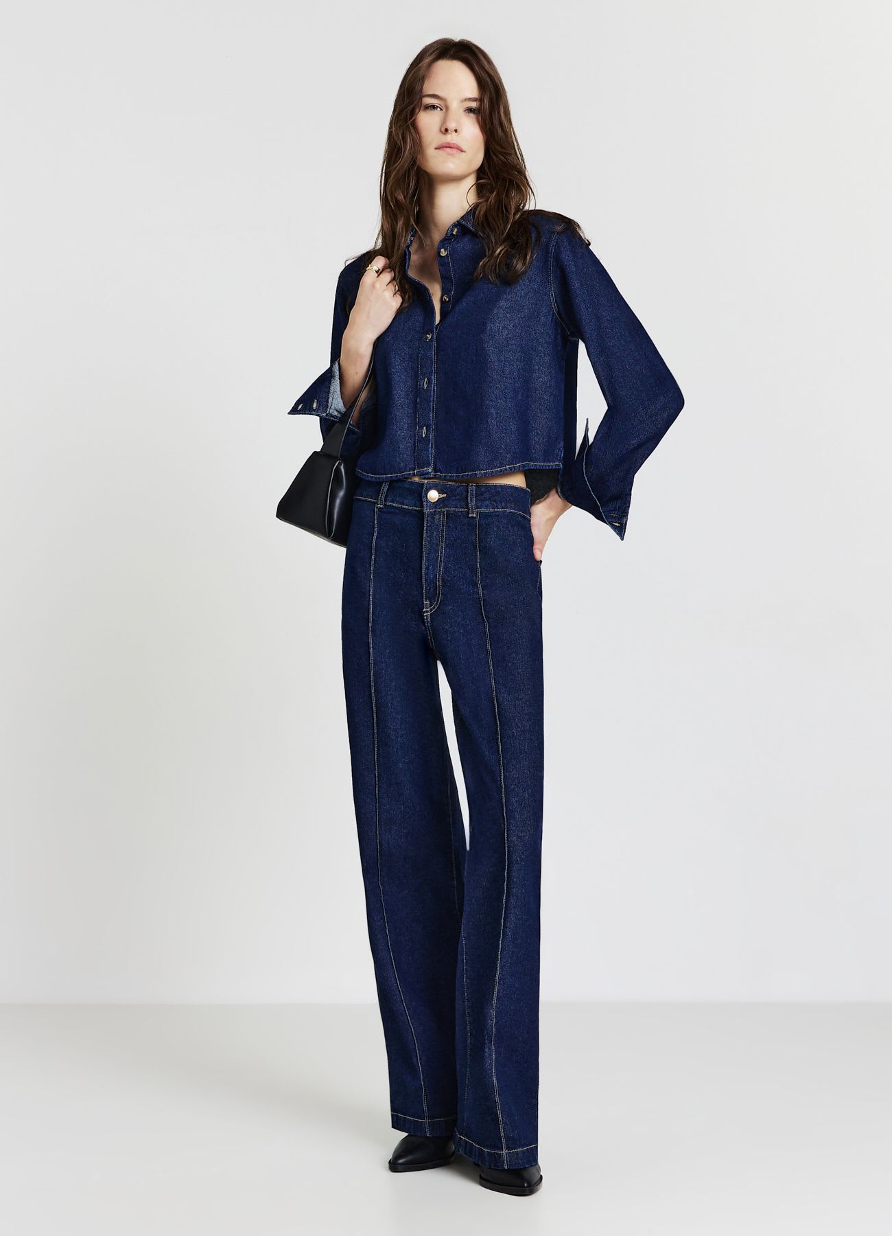 Camicia crop denim