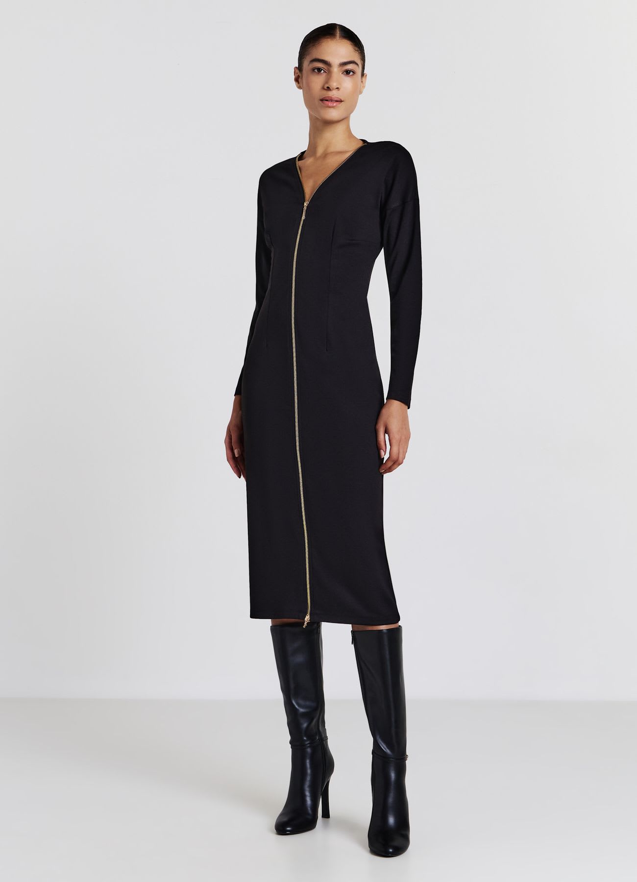 Vestito lungo cerniera oro