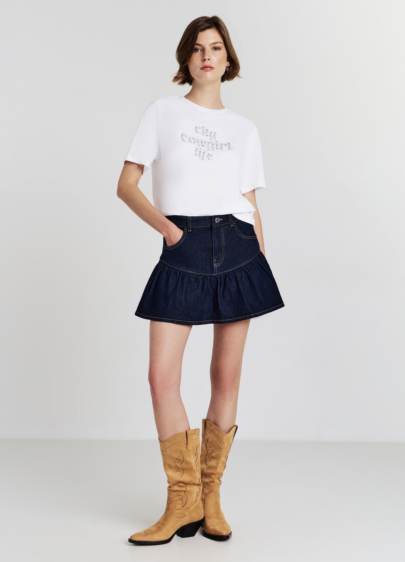 T-shirt scritta strass