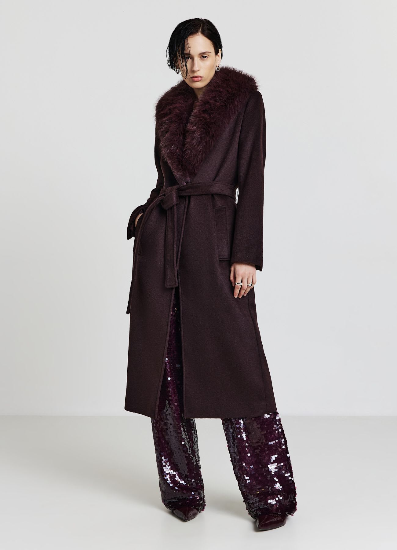Cappotto collo pelliccia sintetica
