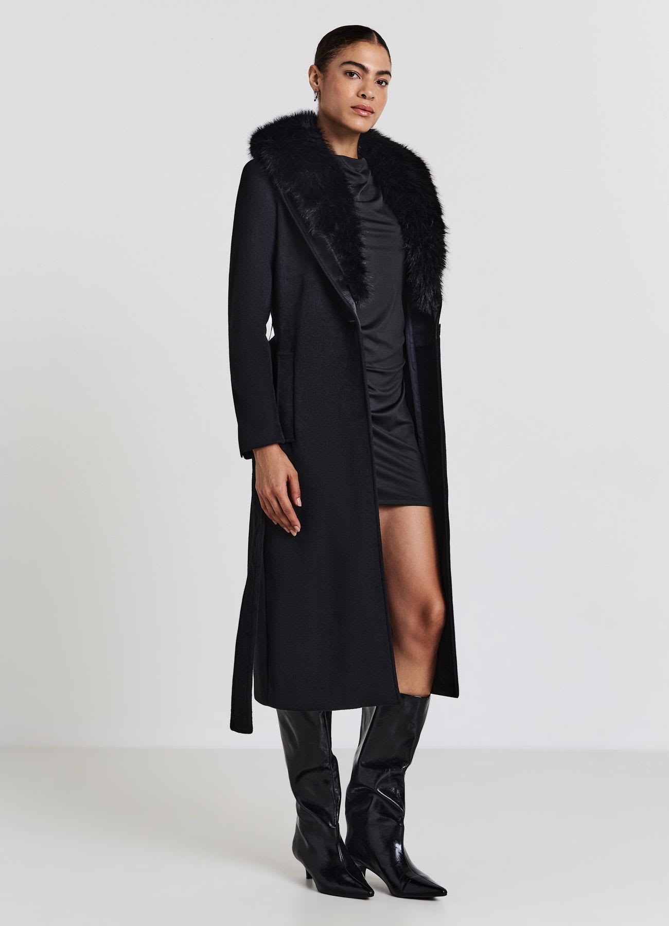 Cappotto collo pelliccia sintetica