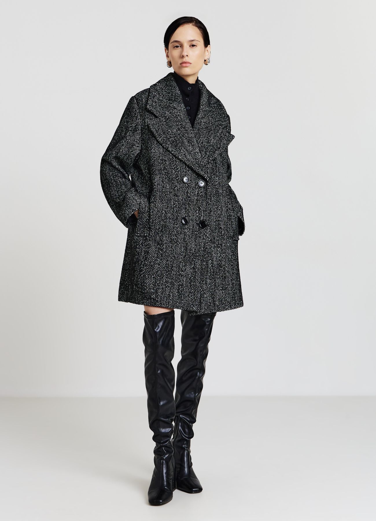 Cappotto doppiopetto fantasia spinata