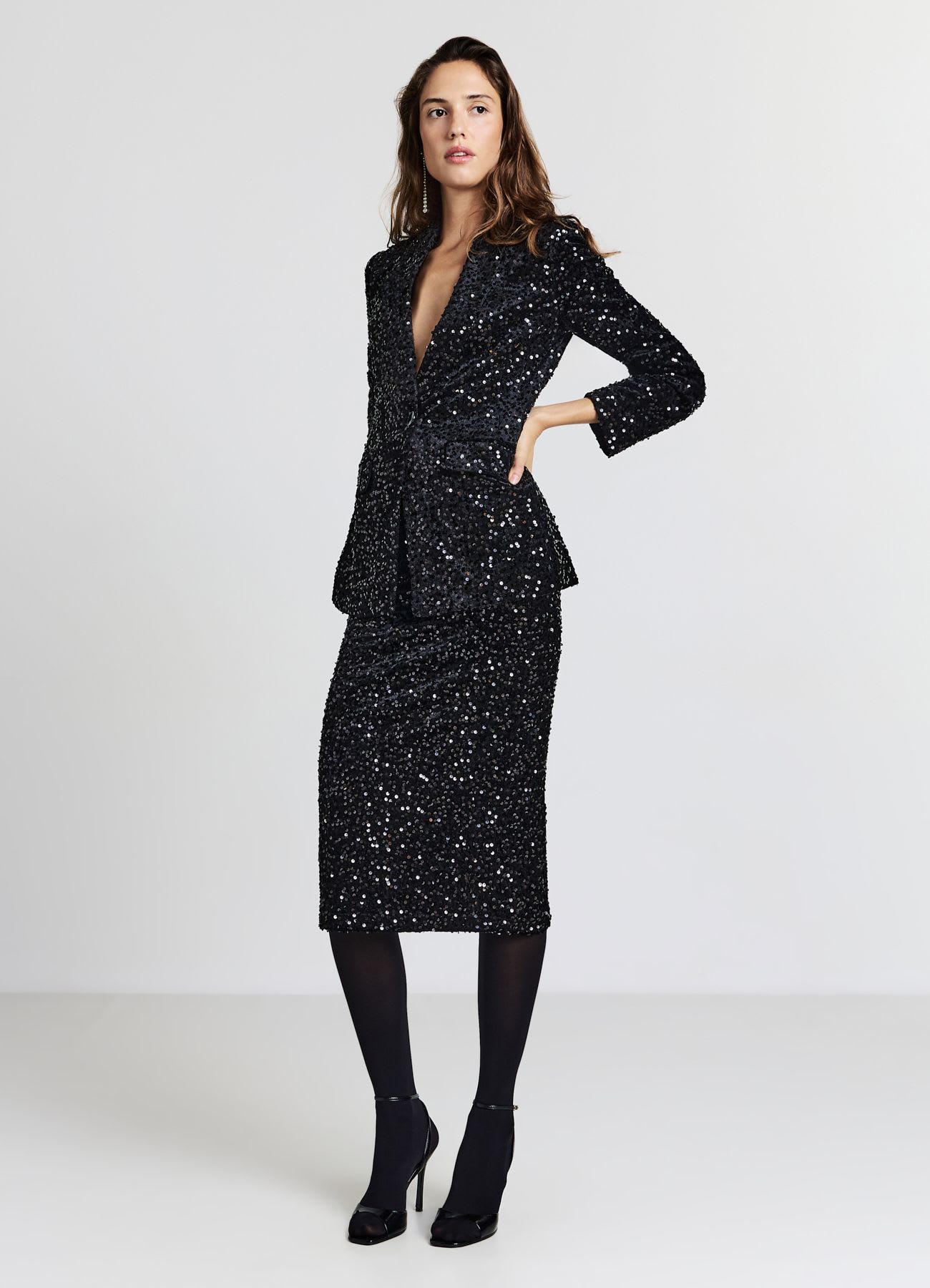 Giacca monopetto paillettes