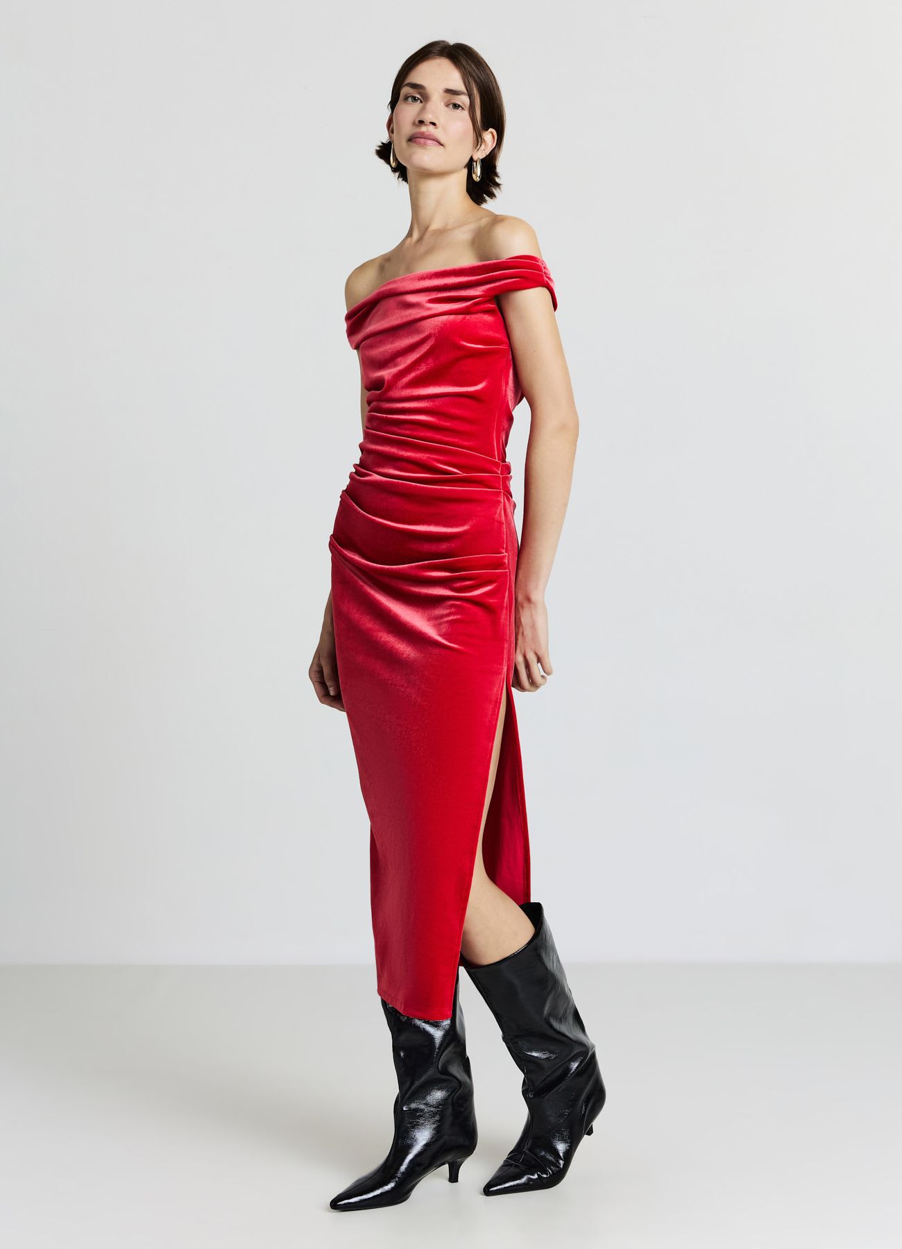 Vestito lungo con drappeggio