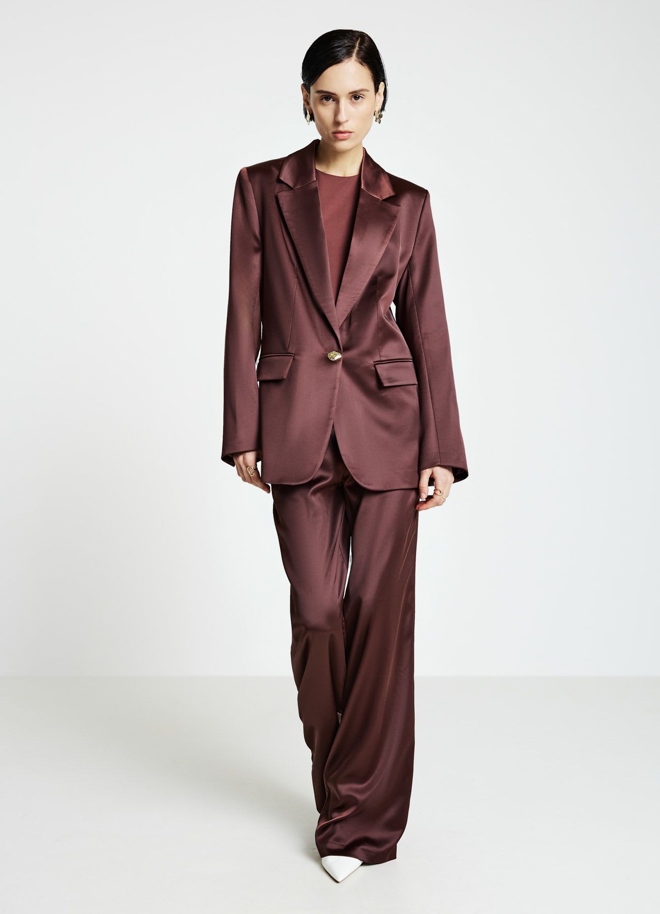 Giacca monopetto in simil satin