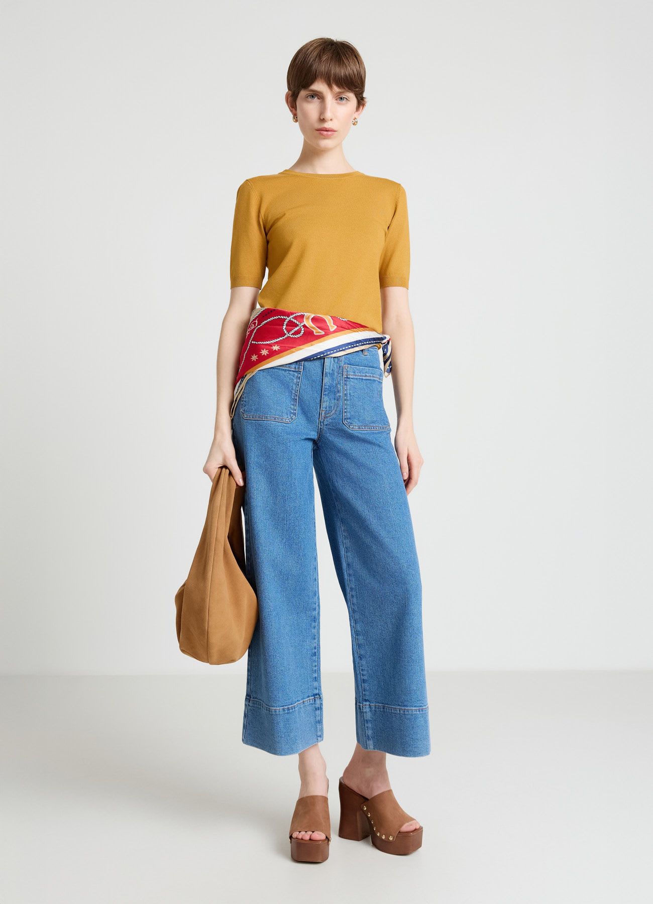 Jeans culotte con tasche frontali