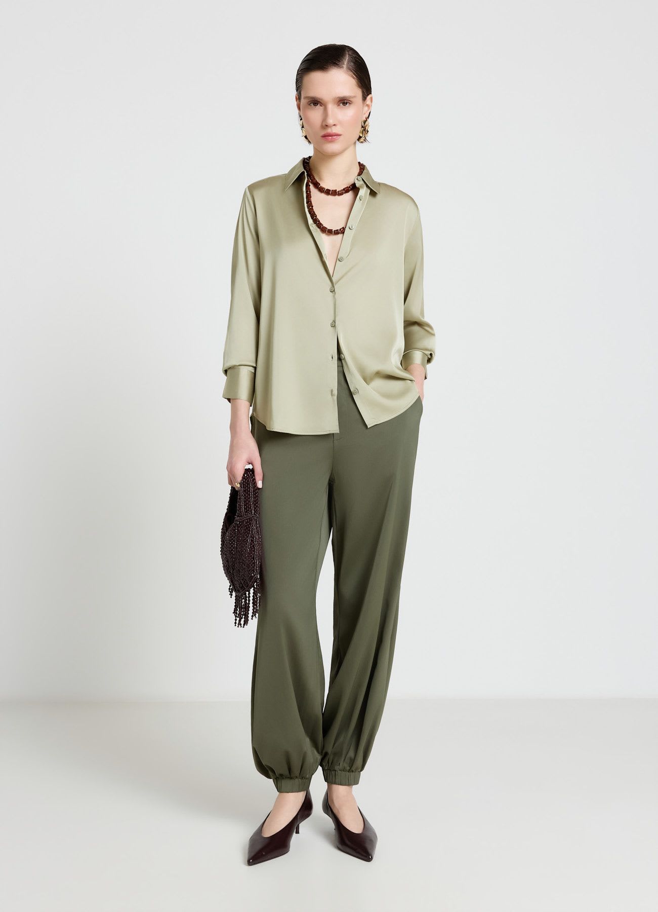 Camicia similsatin tinta unita