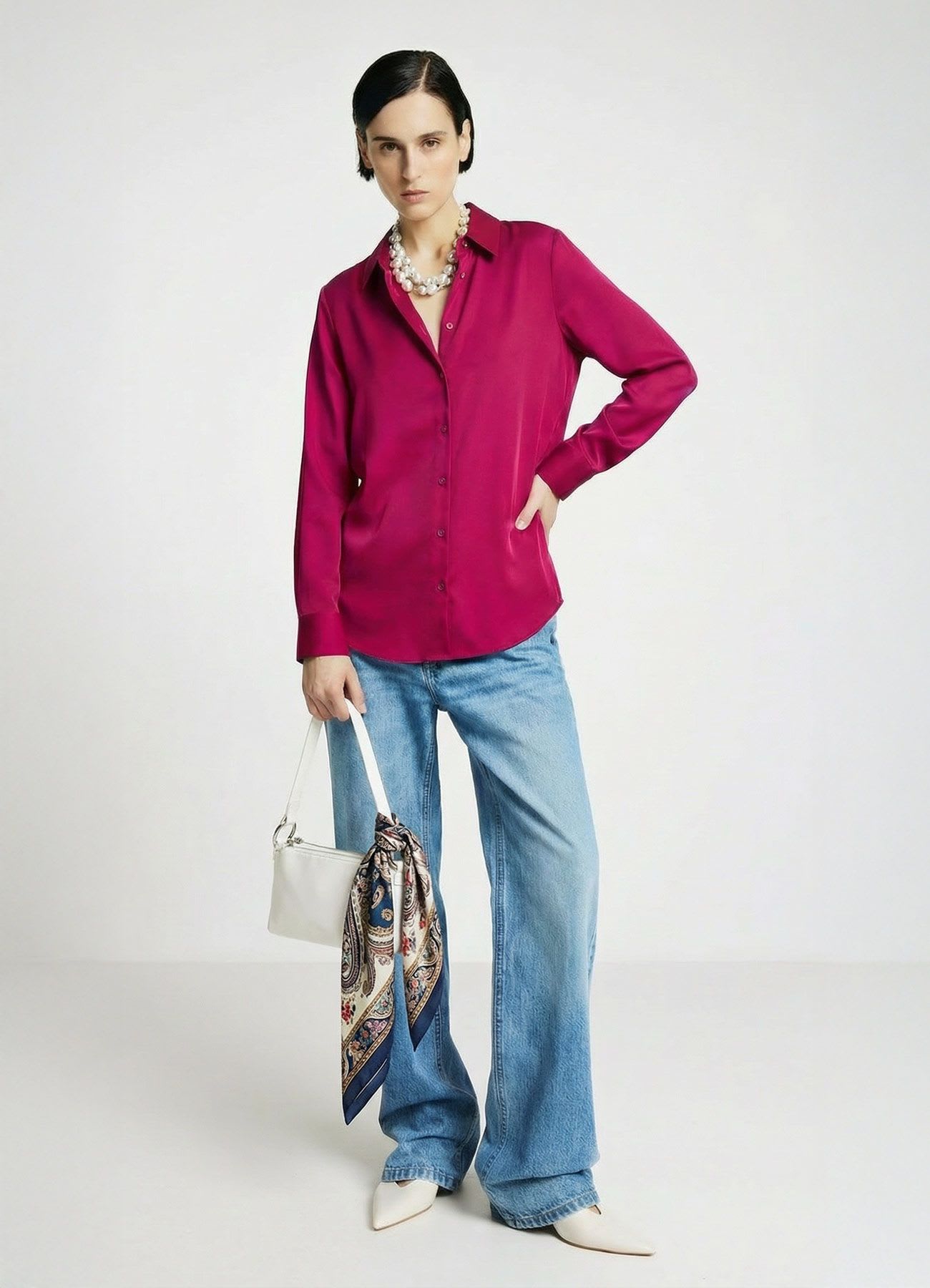 Camicia similsatin tinta unita
