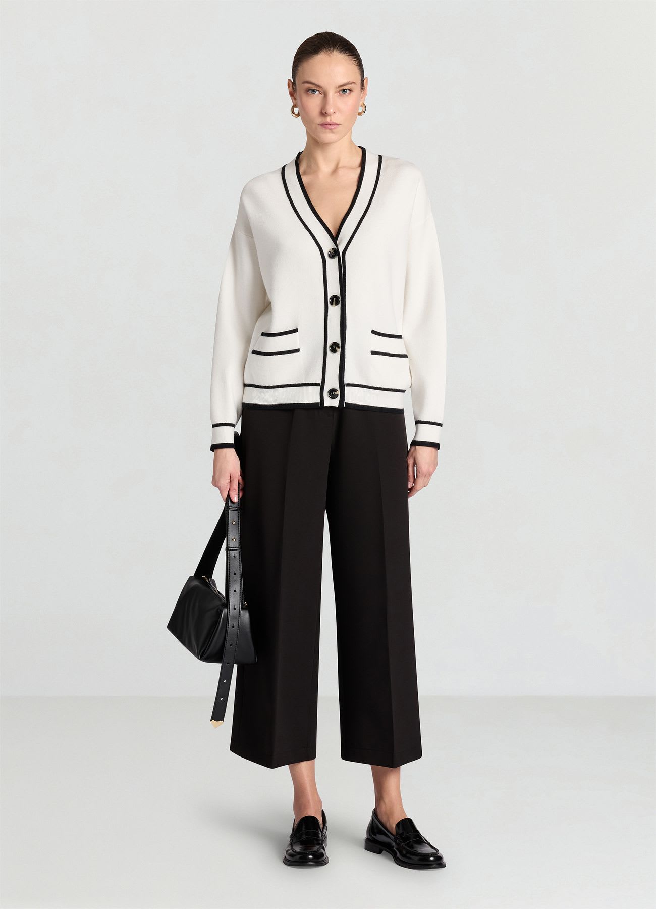 Pantaloni palazzo cropped tinta unita