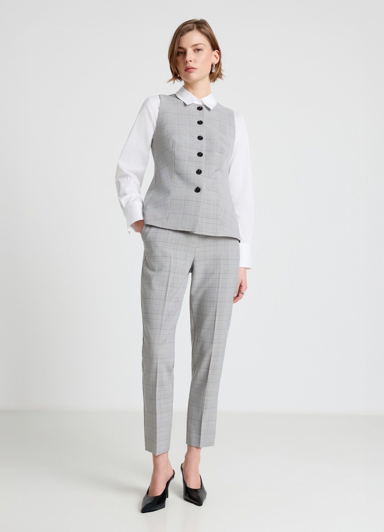 Pantaloni a sigaretta fantasia principe di Galles