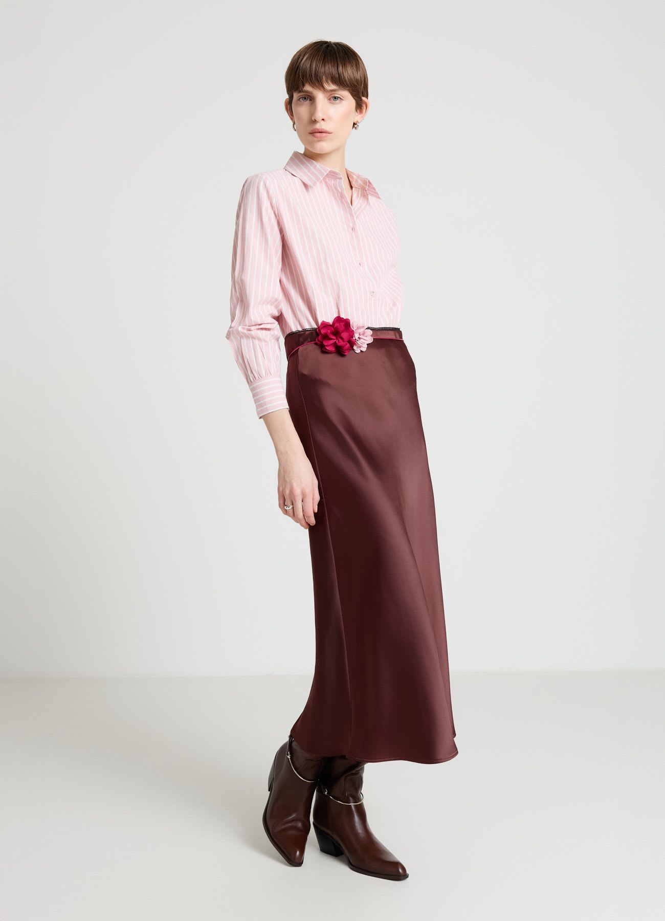 Camicia a righe con pinces crop
