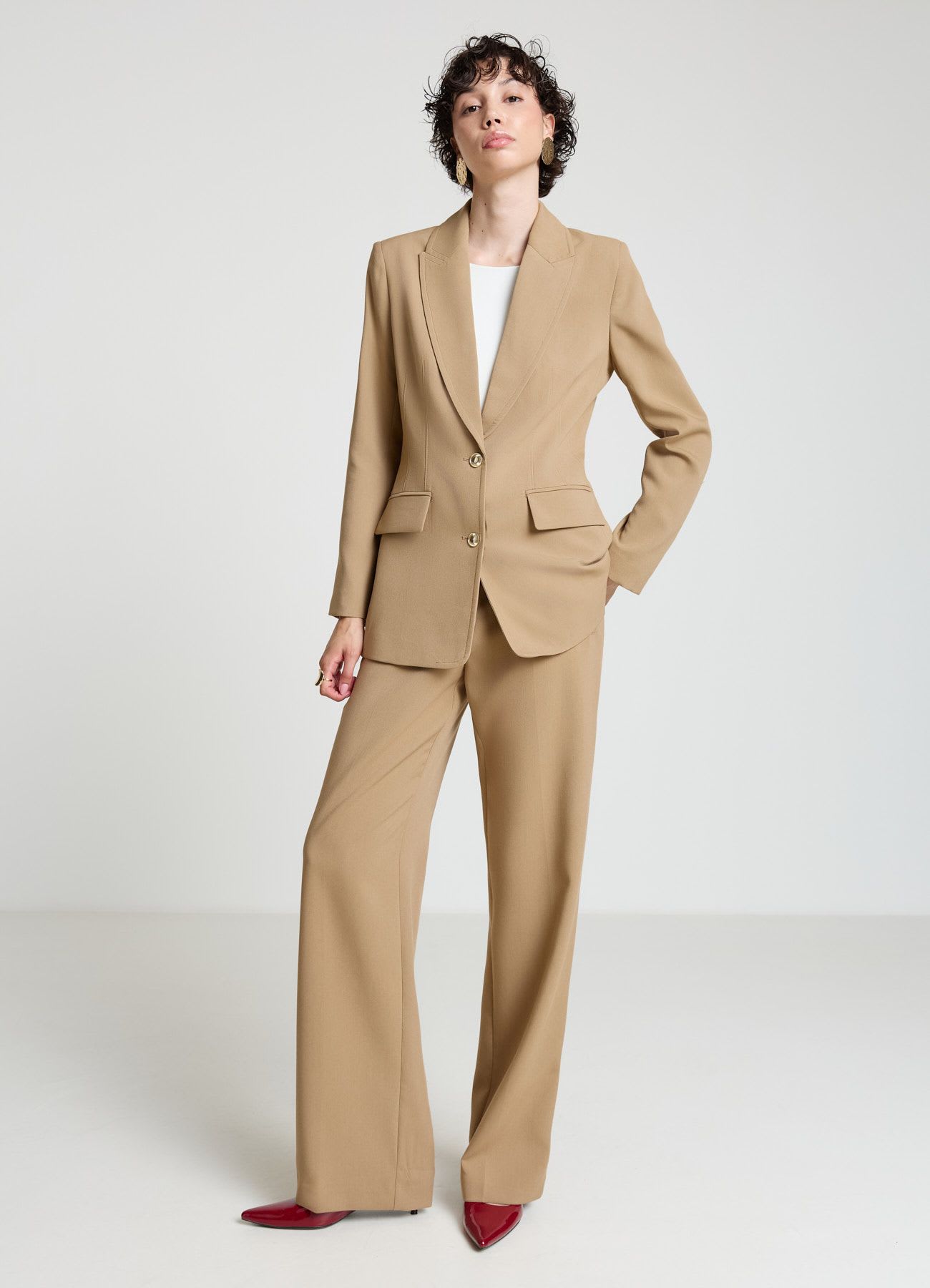 Pantaloni palazzo a vita alta con pinces