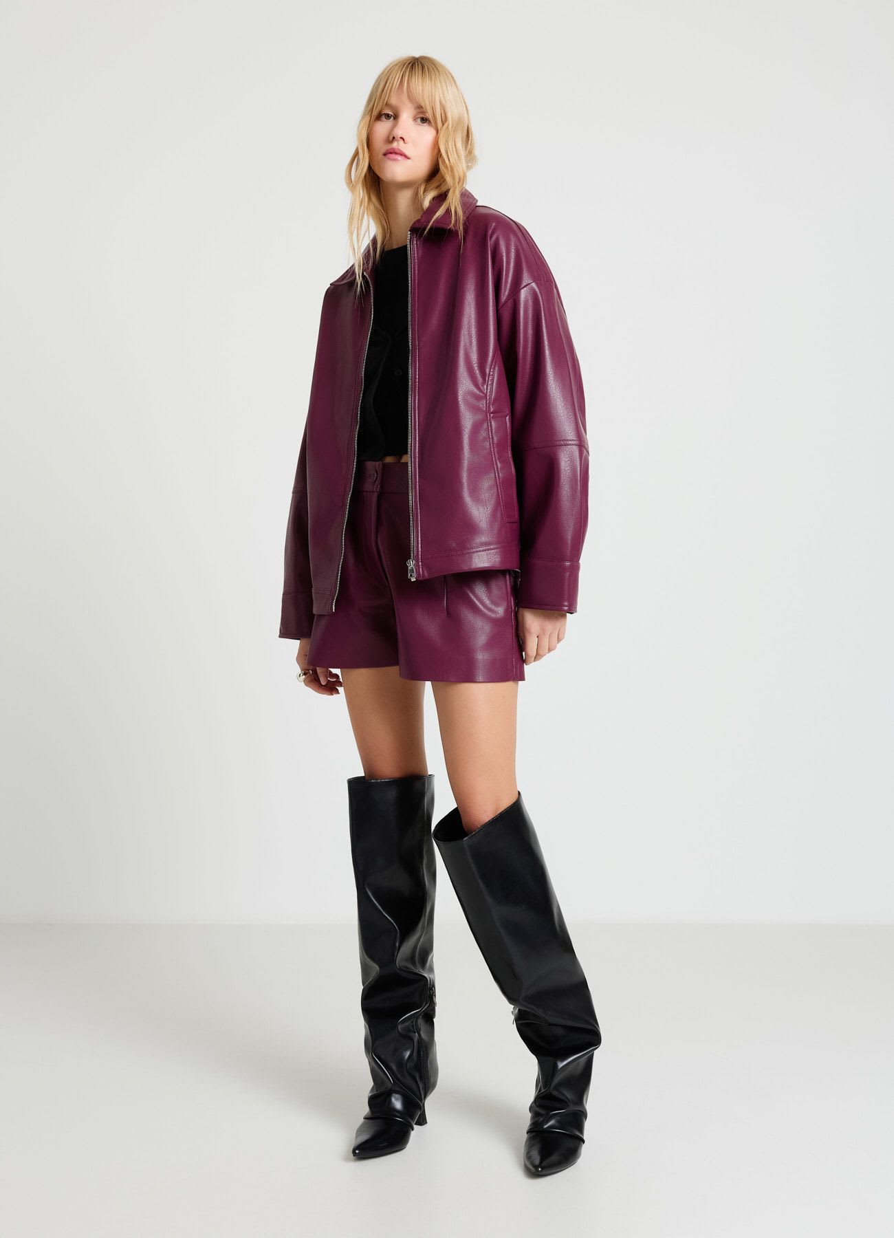 Giubbino similpelle con zip