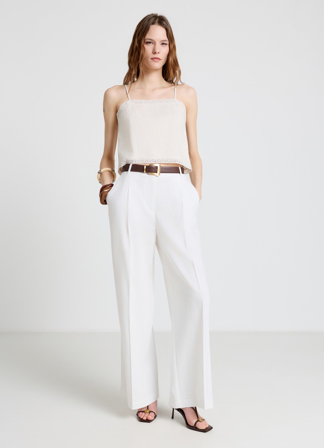 Pantaloni palazzo a vita elasticizzata