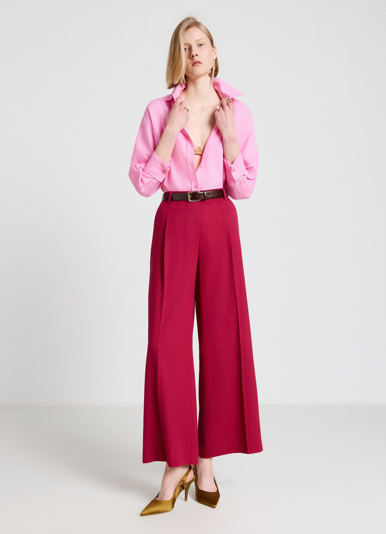 Pantaloni palazzo a vita elasticizzata