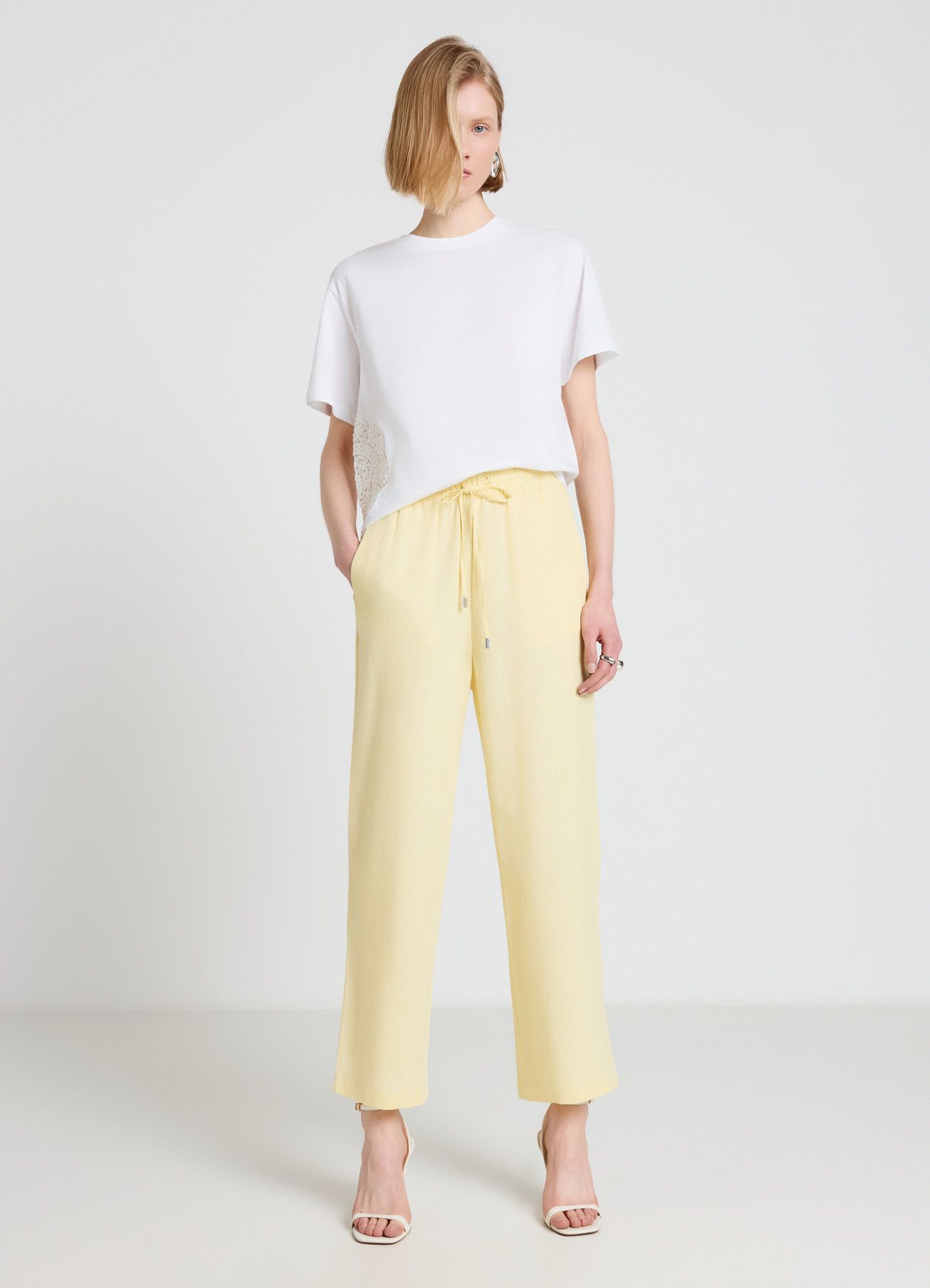 Pantaloni jogger misto lino