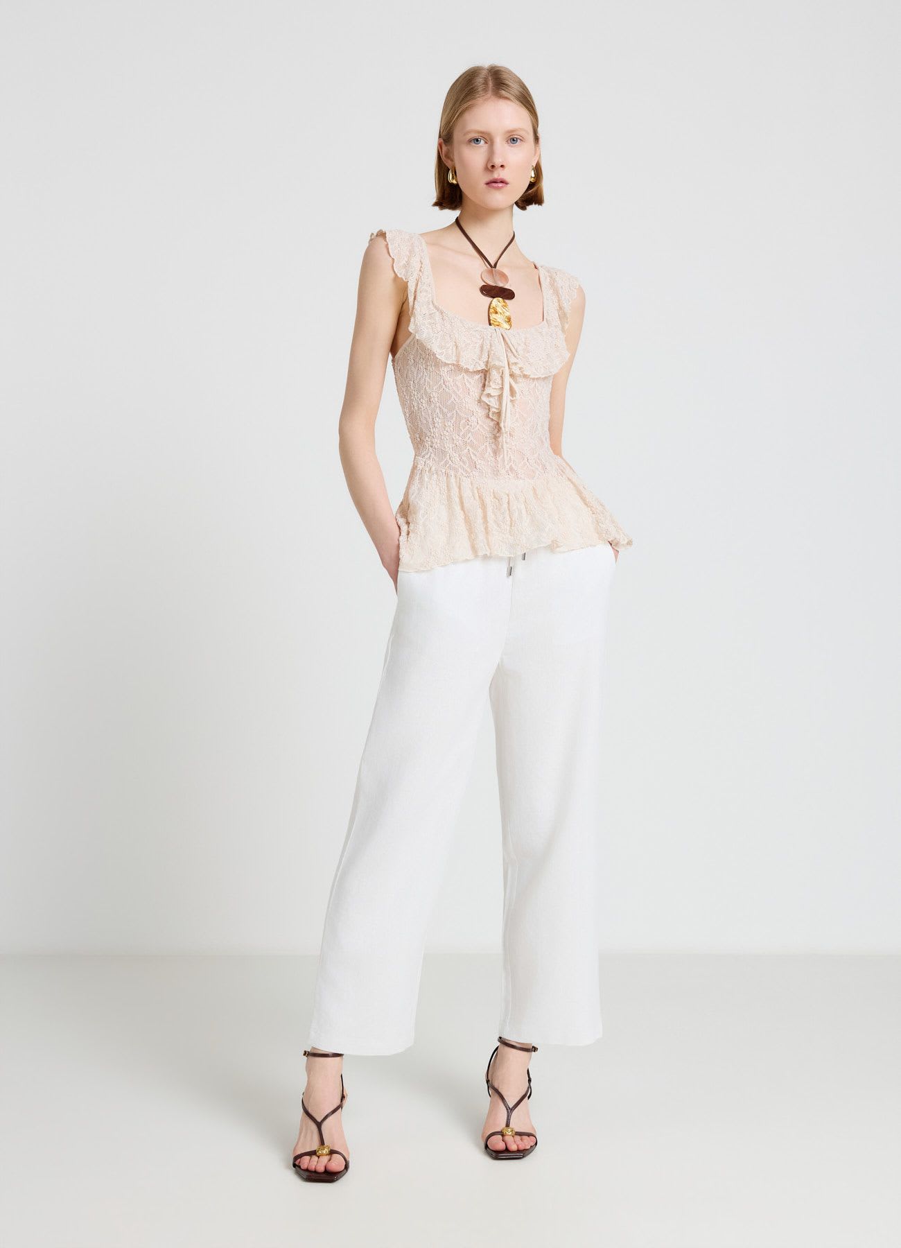 Pantaloni jogger in misto lino
