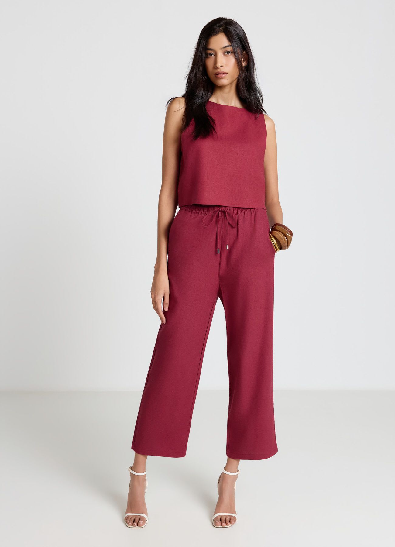 Pantaloni jogger misto lino