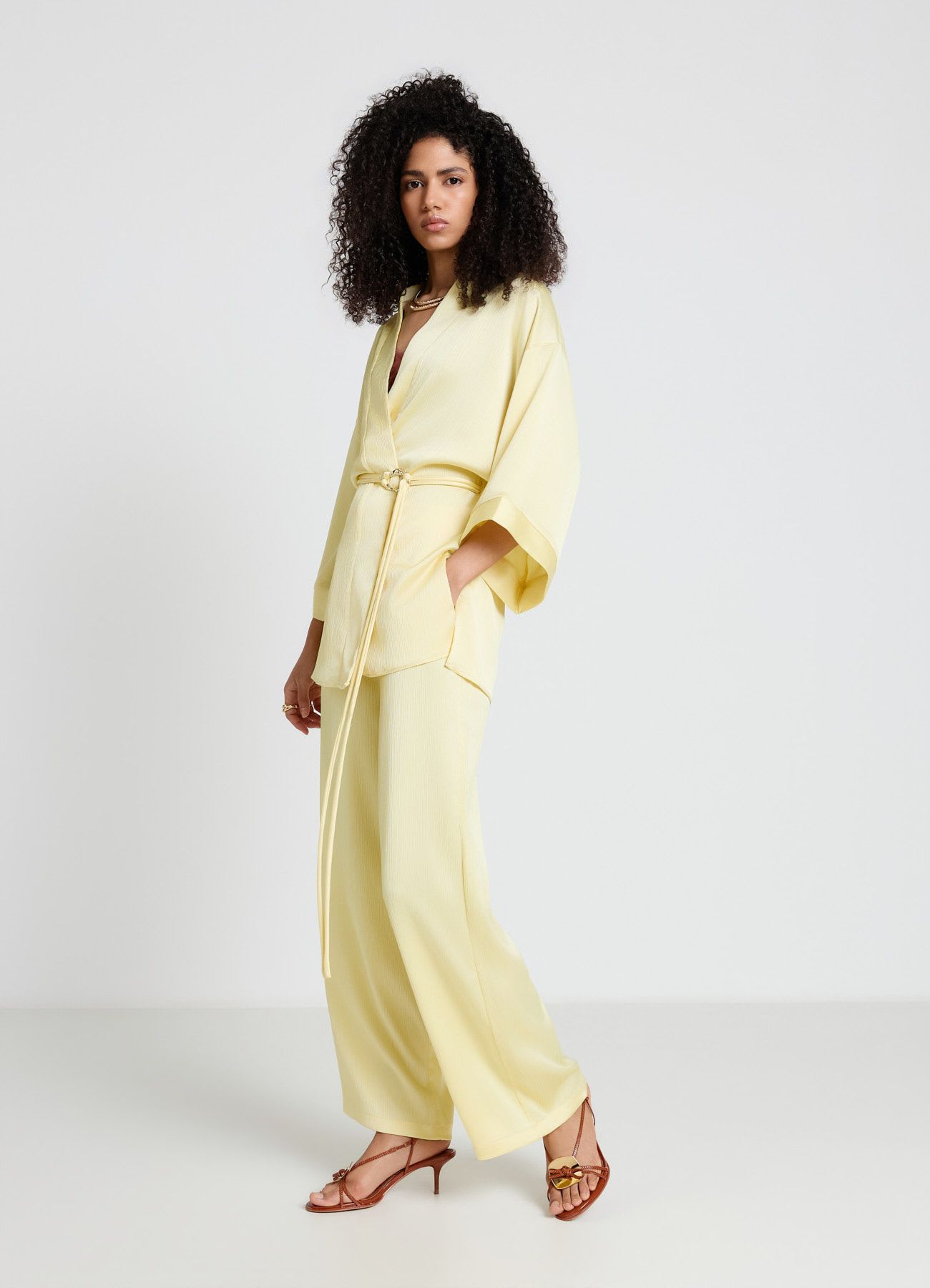 Pantaloni palazzo plissettati similsatin