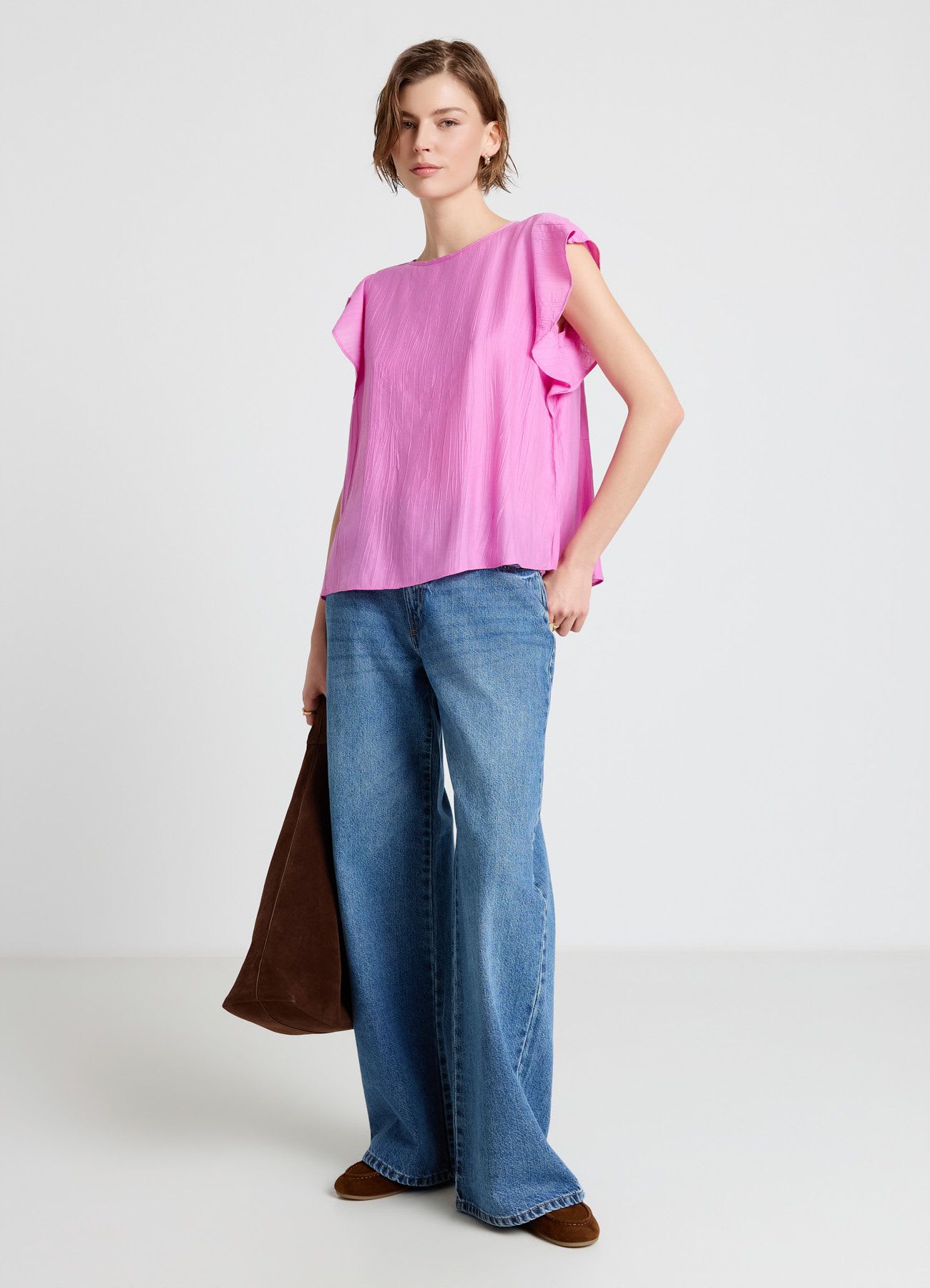 Blusa con maniche a volant