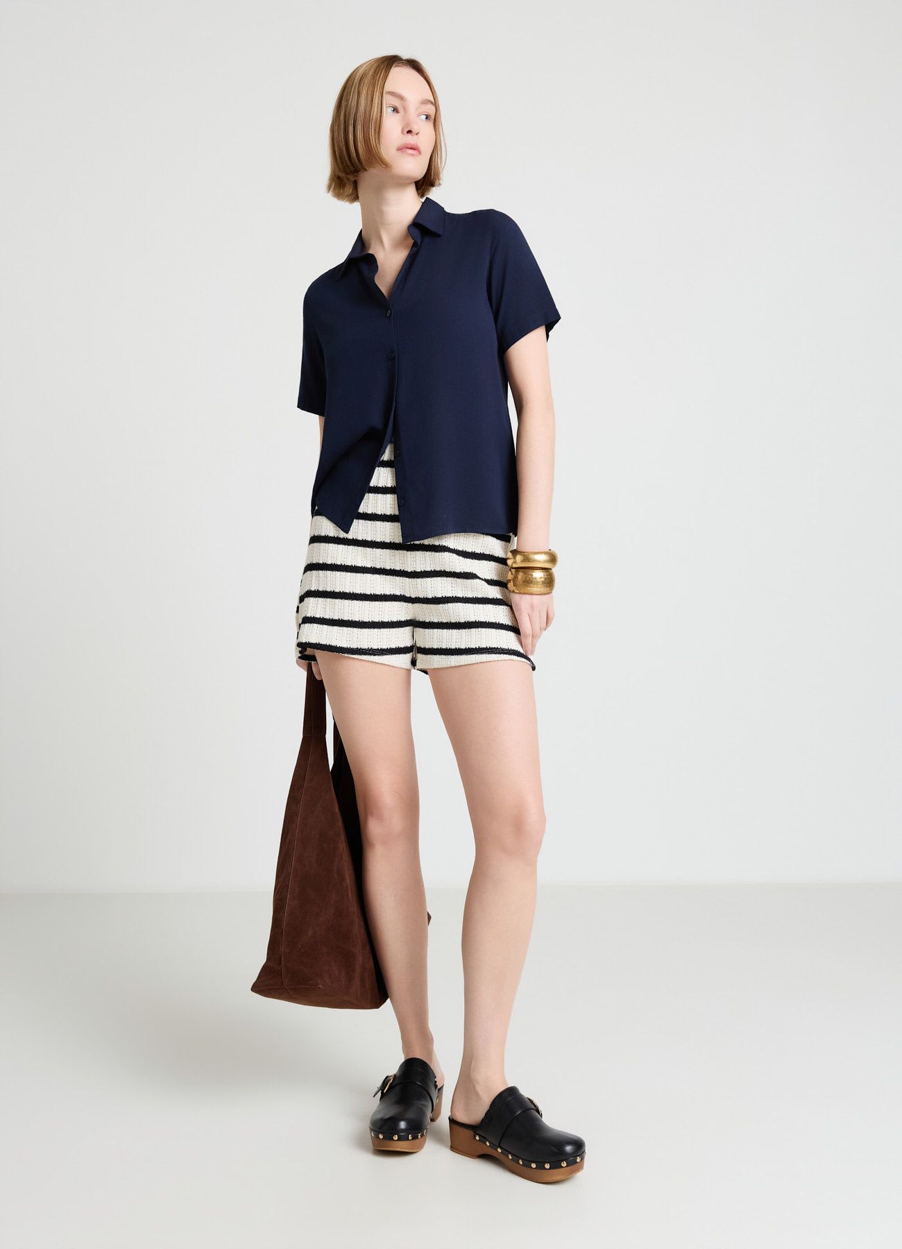 Camicia a maniche corte tinta unita