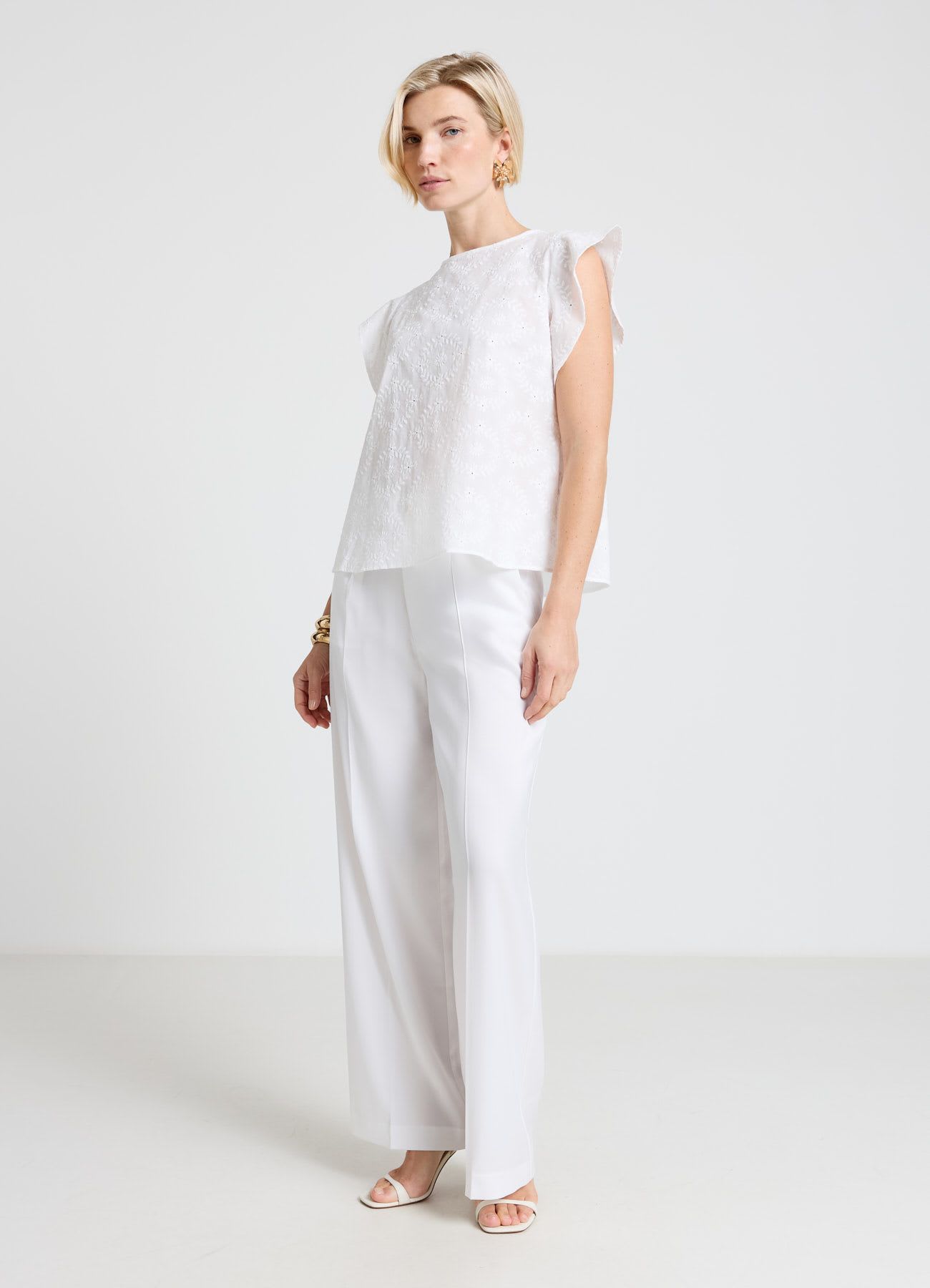 Blusa sangallo maniche rouches