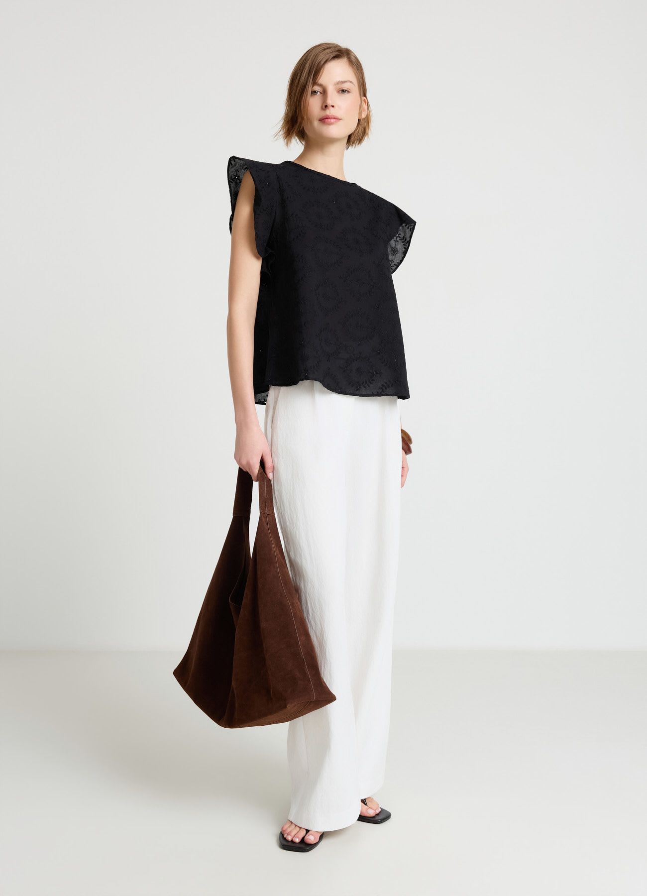 Blusa sangallo maniche rouches