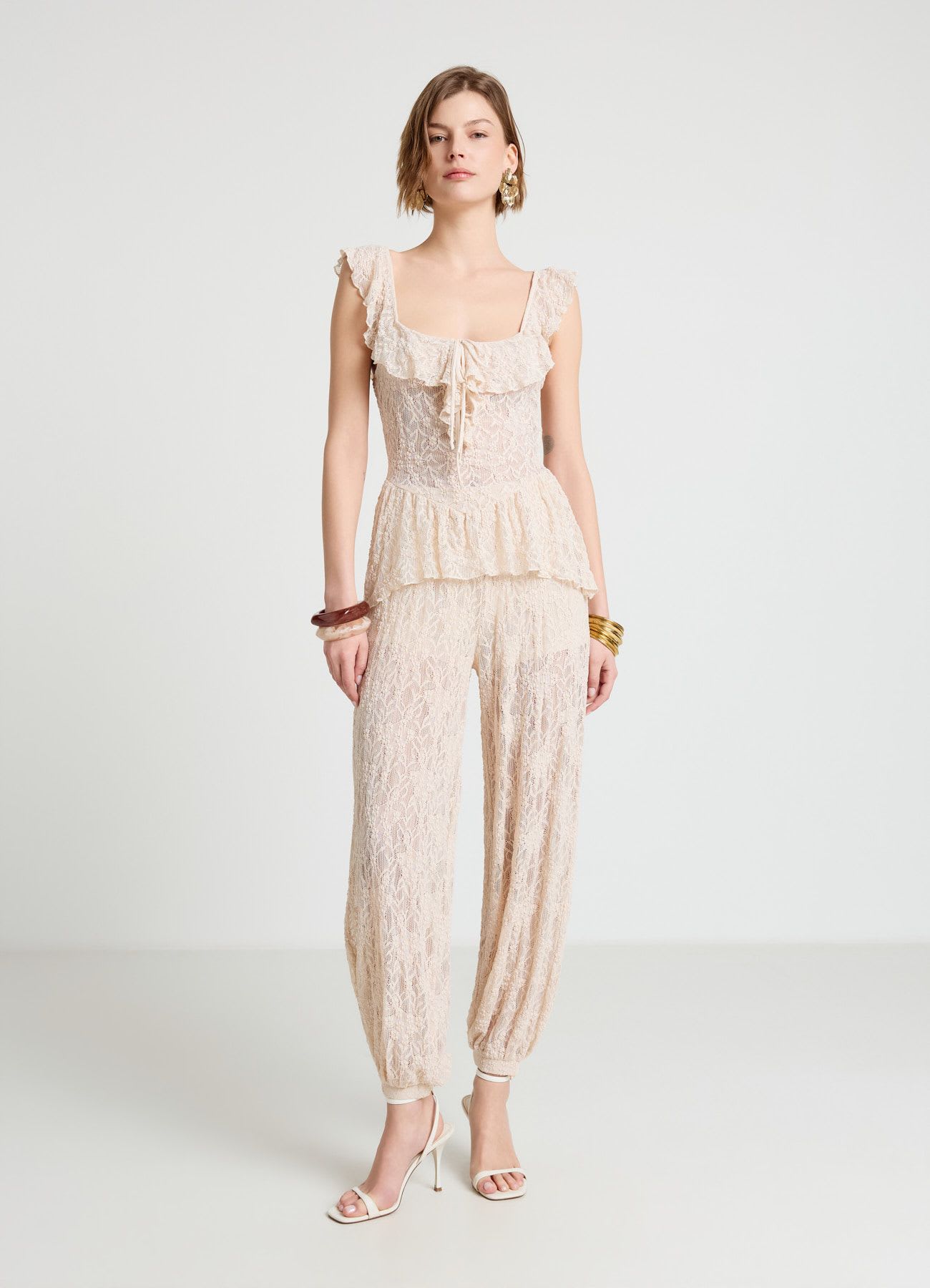 Leggings lunghi harem in pizzo