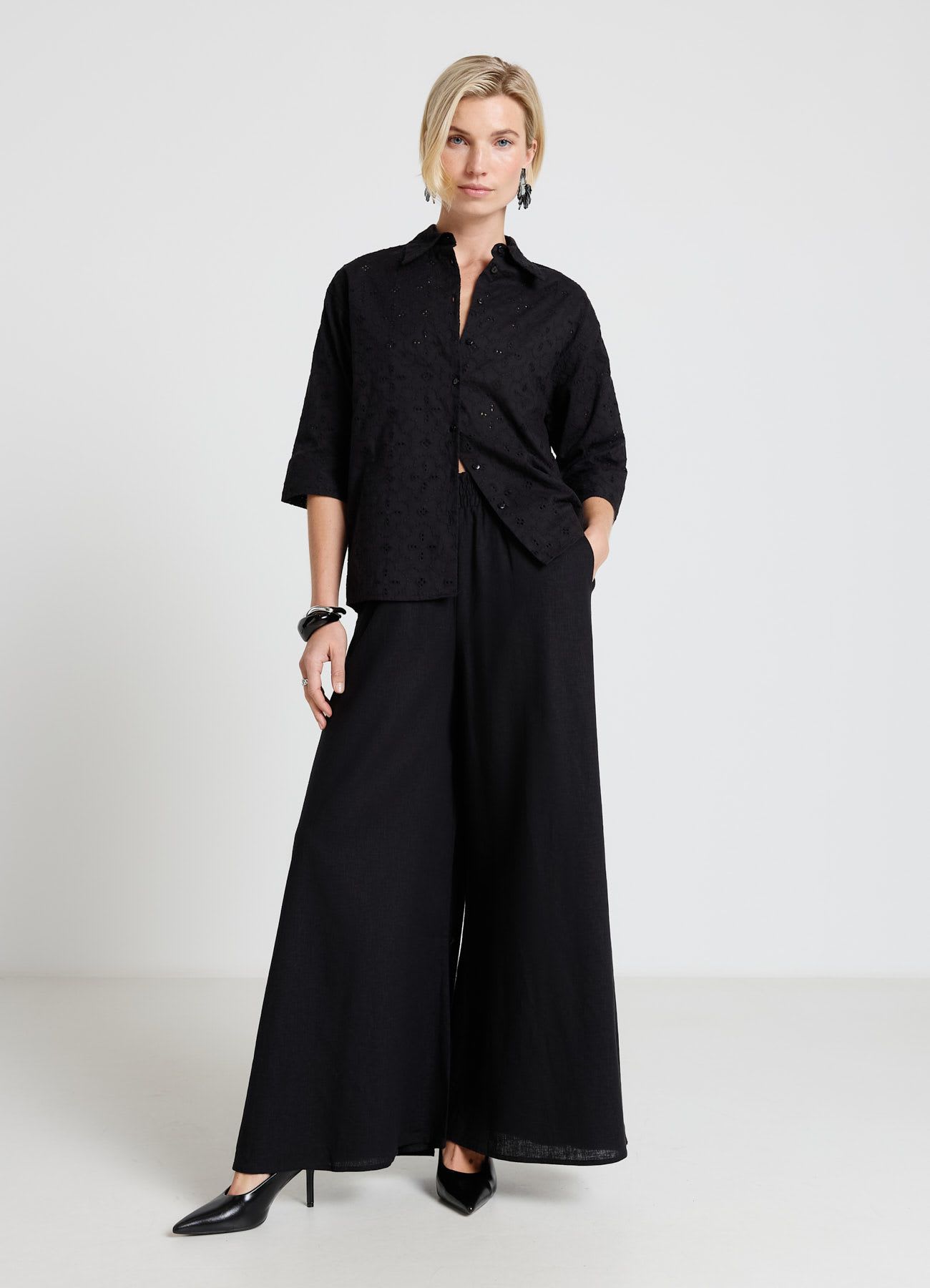 Camicia oversize in sangallo