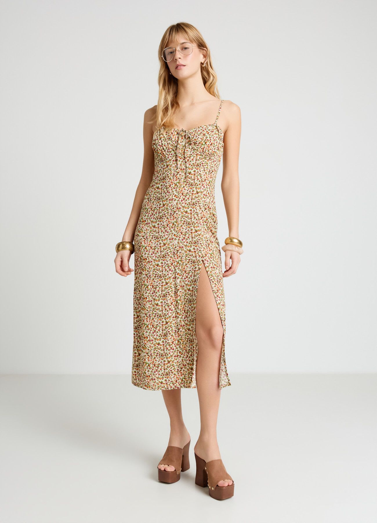 Vestito slipdress lungo a fiori