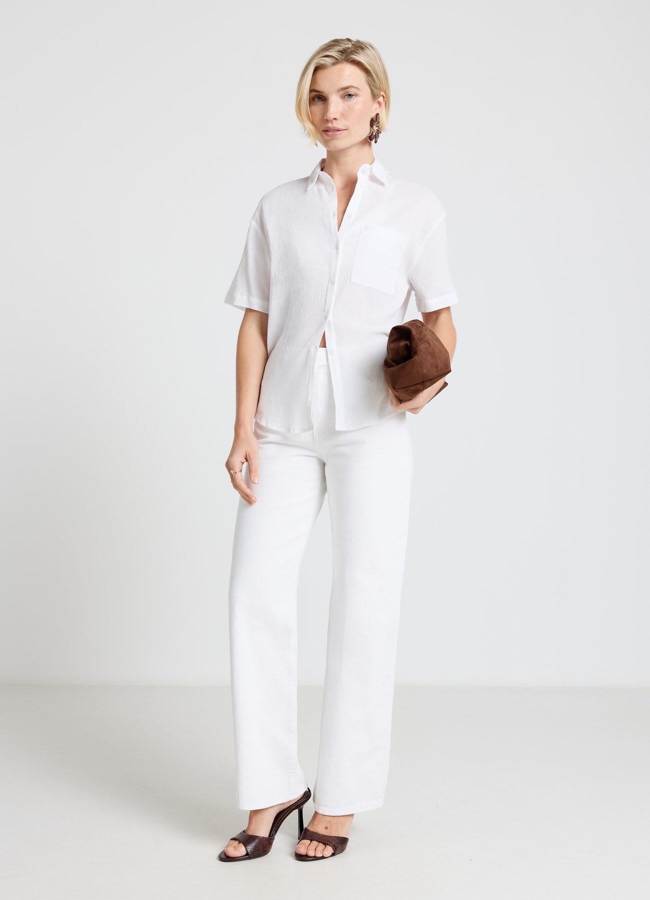 Camicia effetto crinkle con taschino