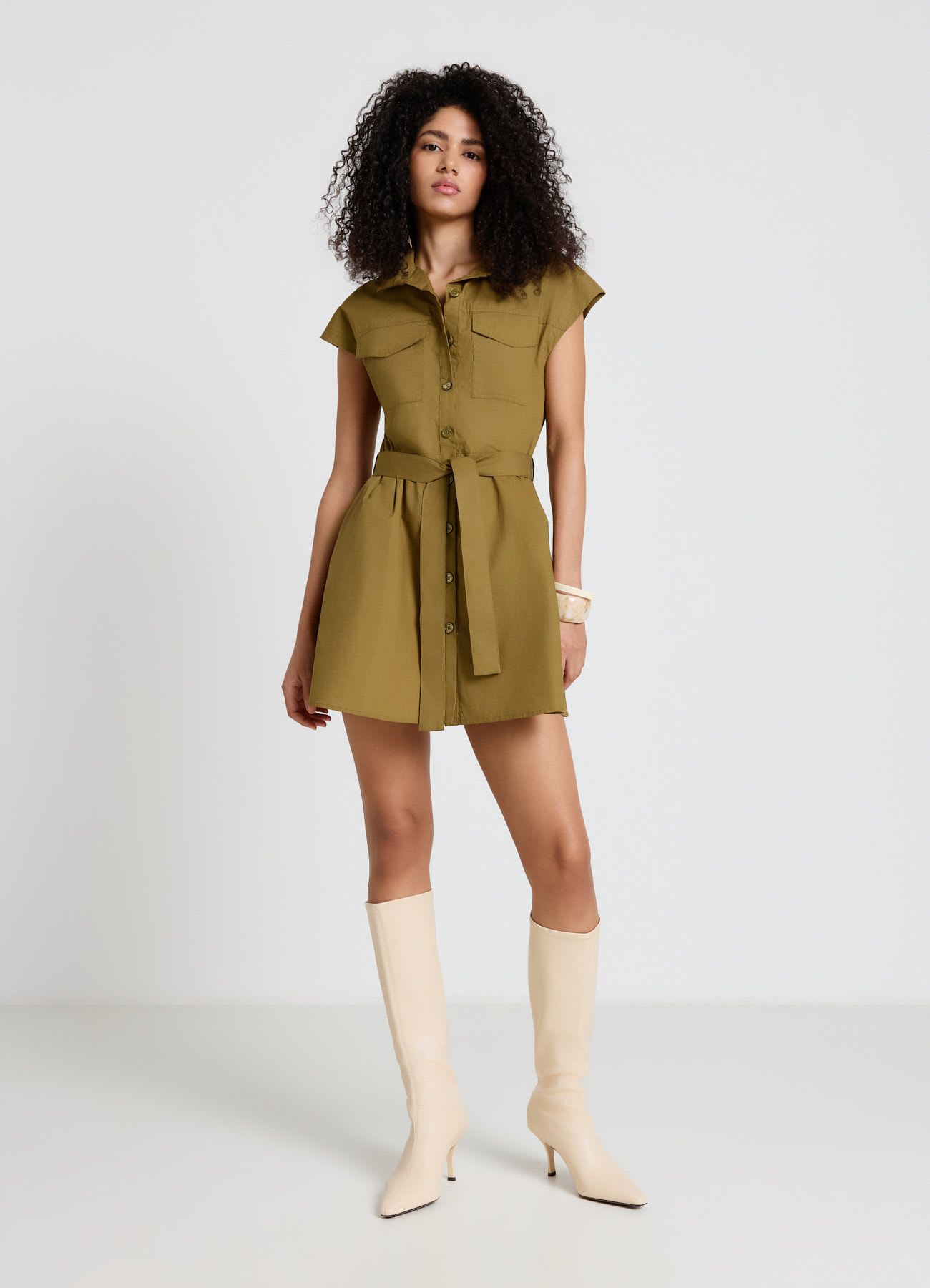 Vestito chemisier smanicato con cintura