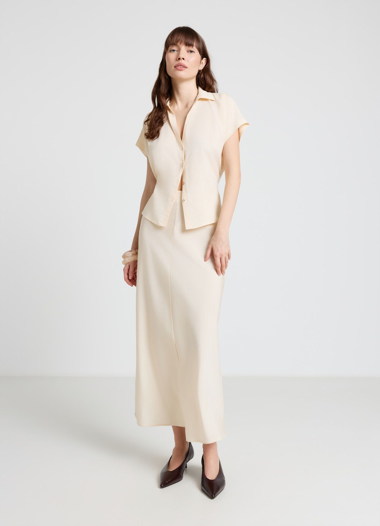Camicia con coulisse semitrasparente