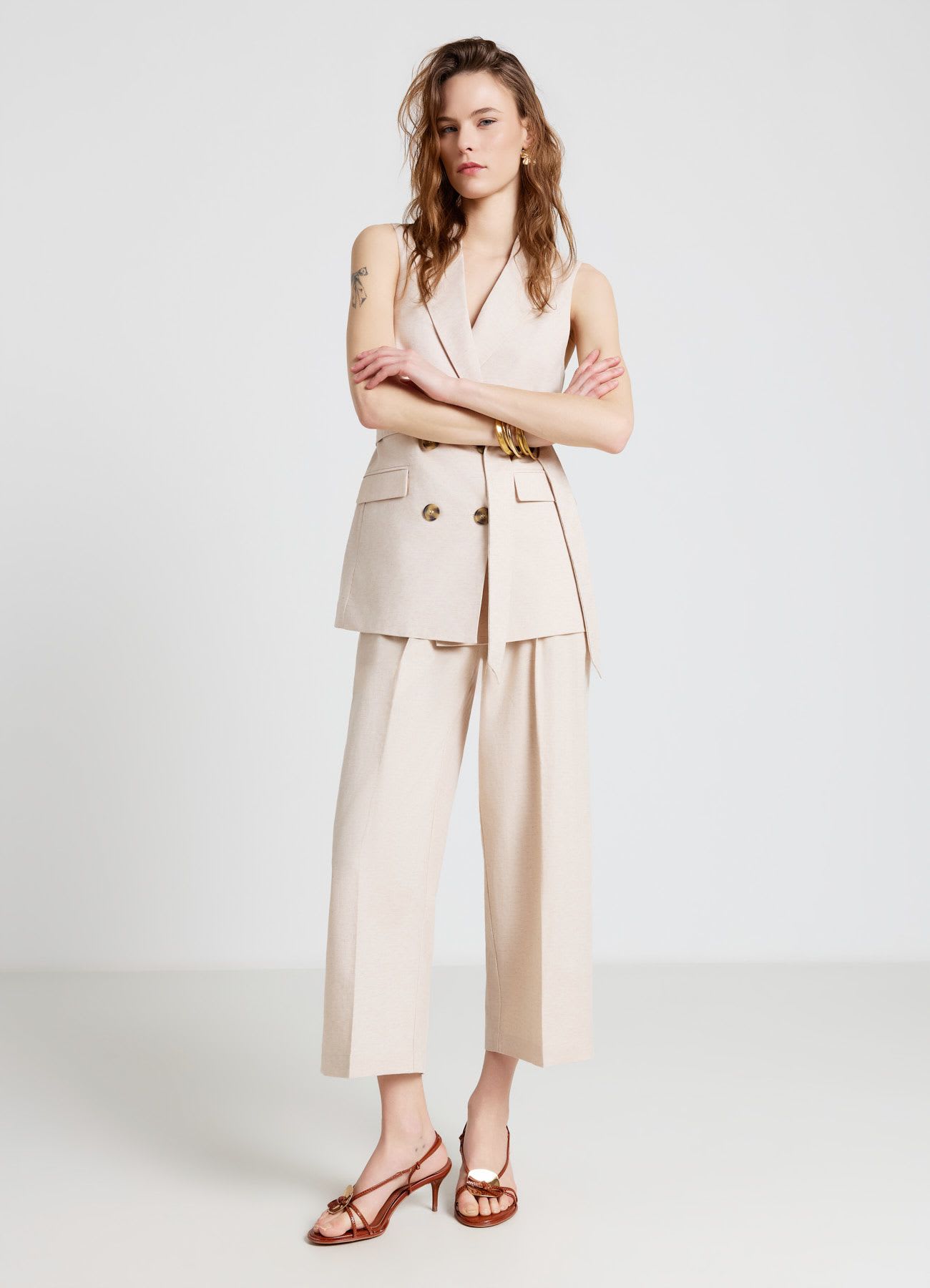 Pantaloni culotte con pinces