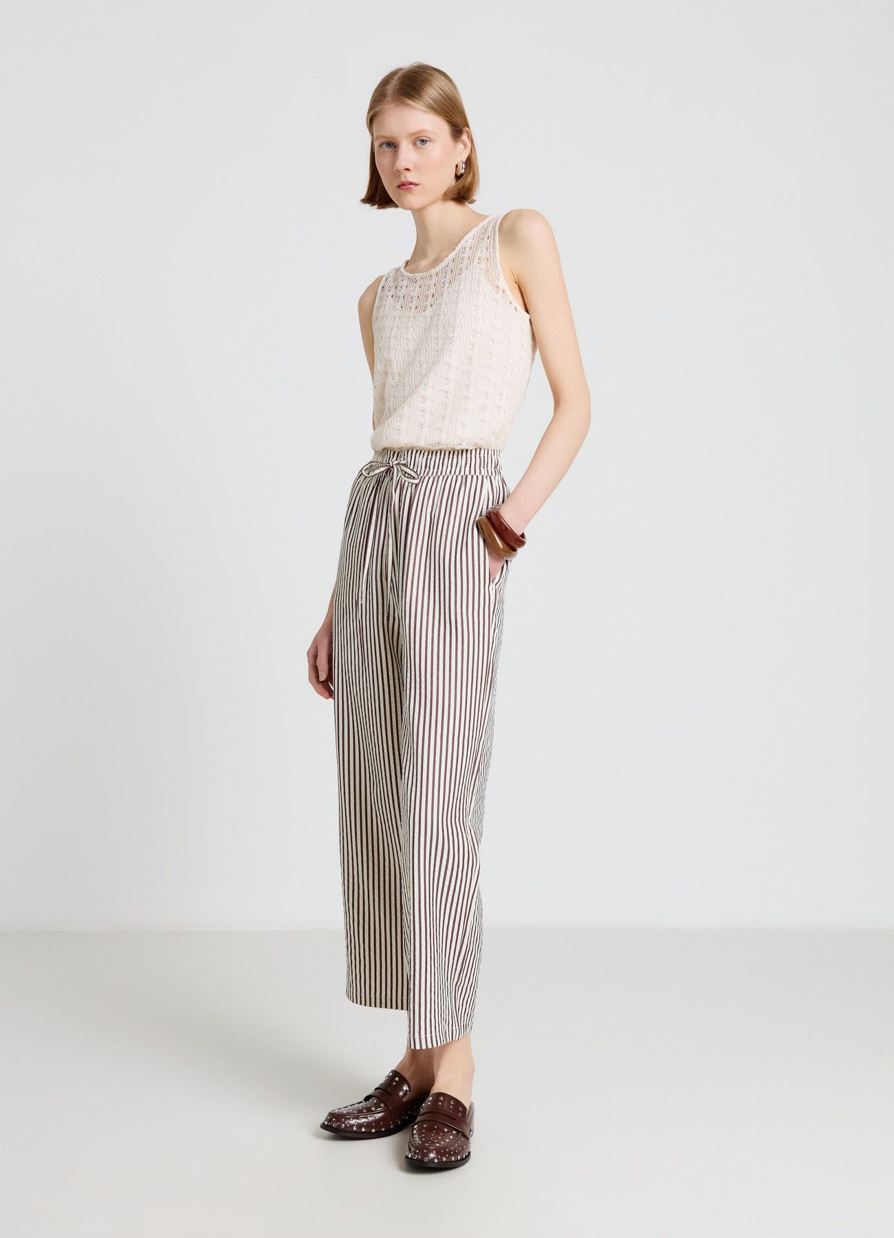 Pantaloni jogger a righe con coulisse