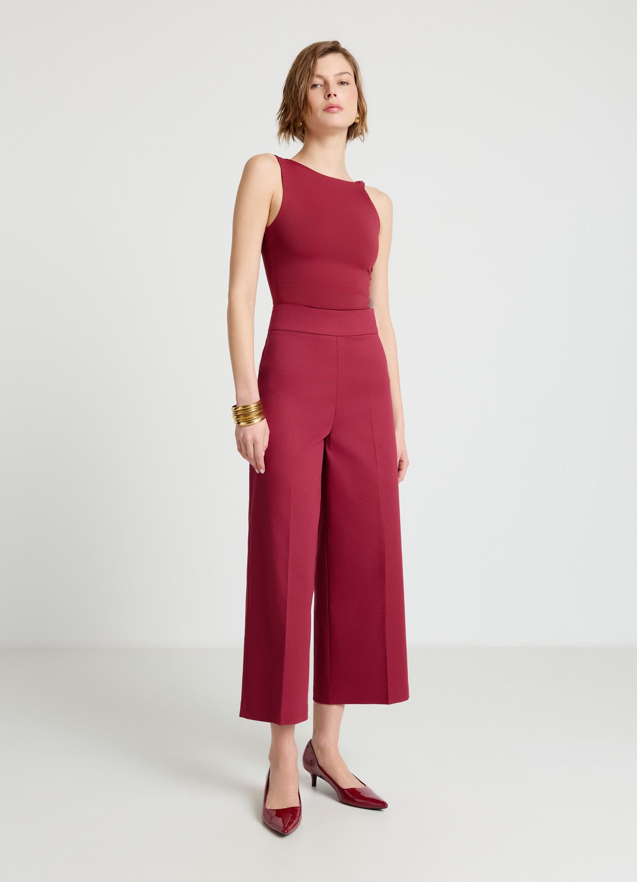 Pantaloni culotte a tinta unita