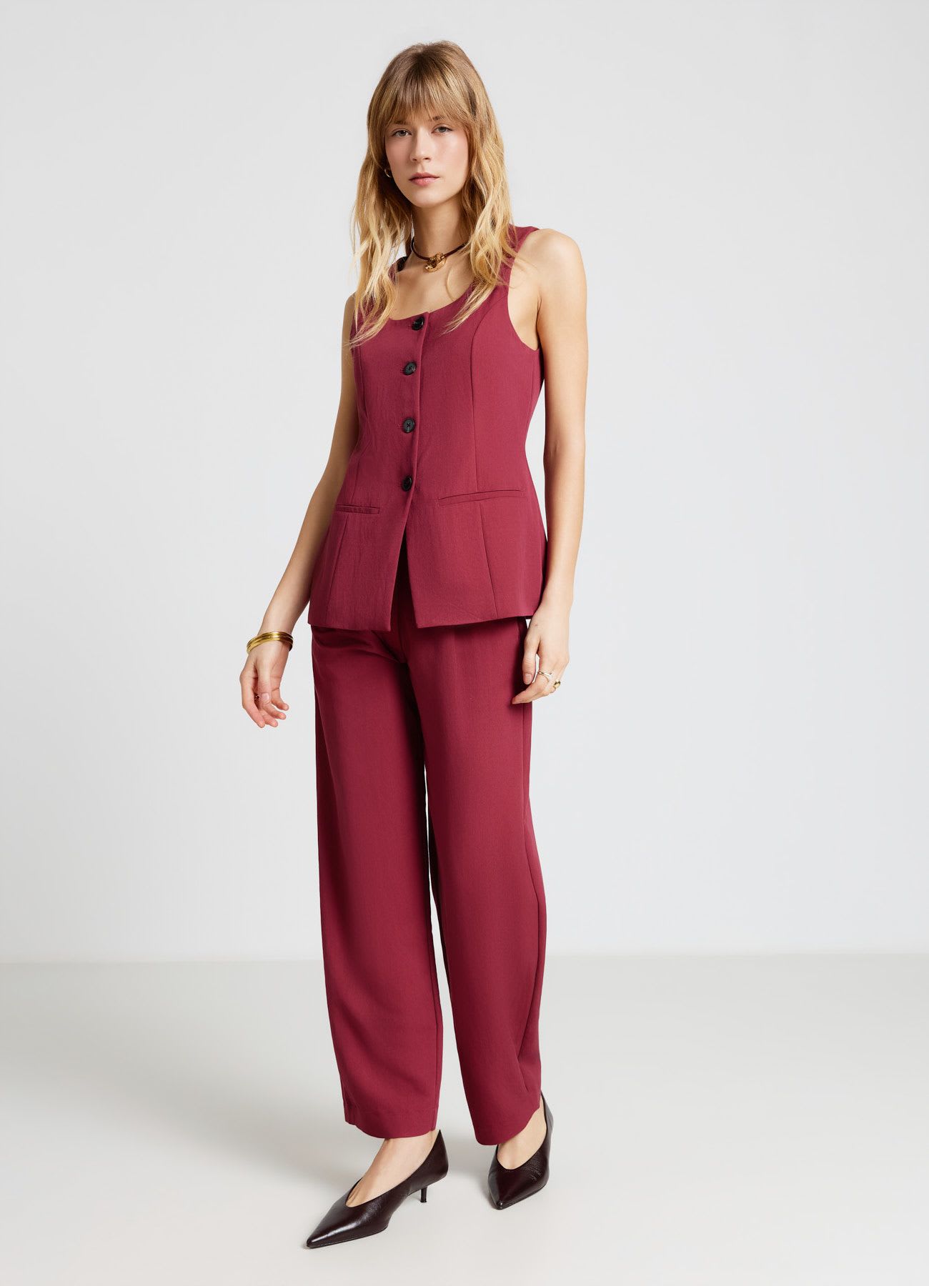 Pantaloni barrel con doppia piega
