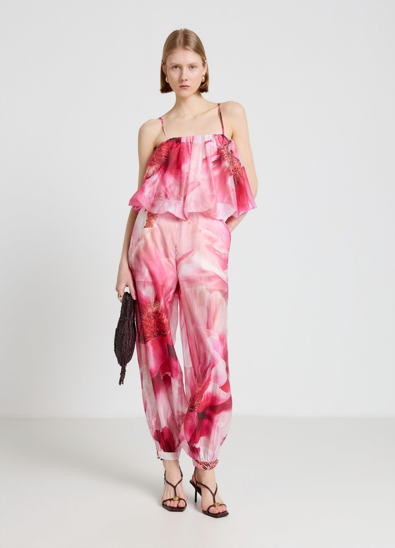 Top a palloncino con stampa fiori