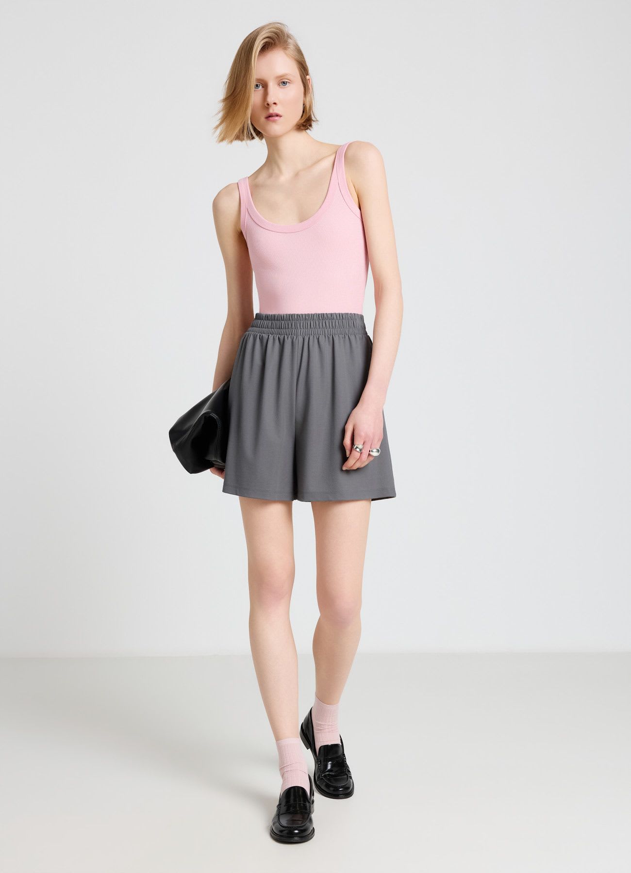 Shorts ginnici a tinta unita con vita elasticizzata