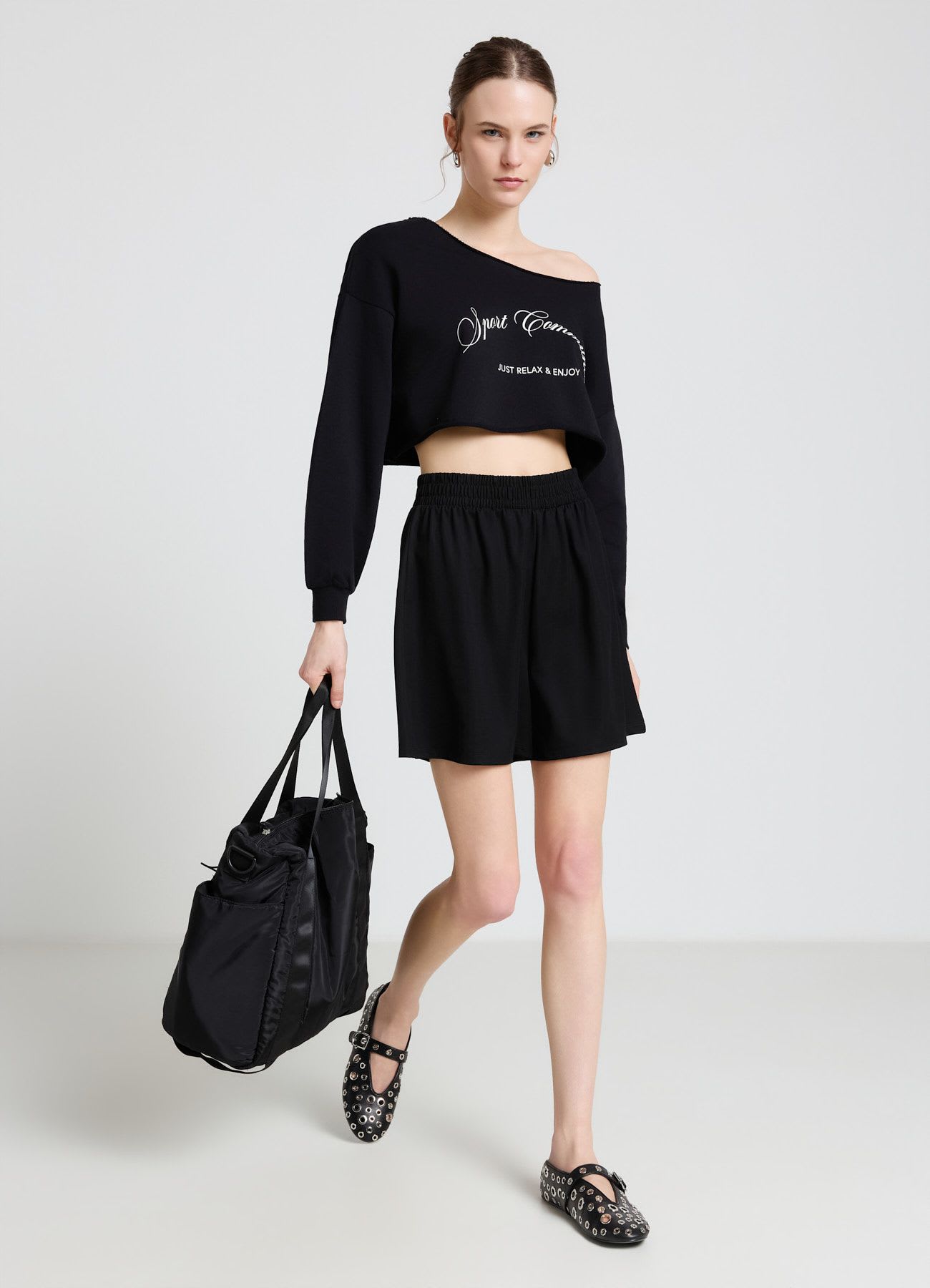 Shorts ginnici a tinta unita con vita elasticizzata