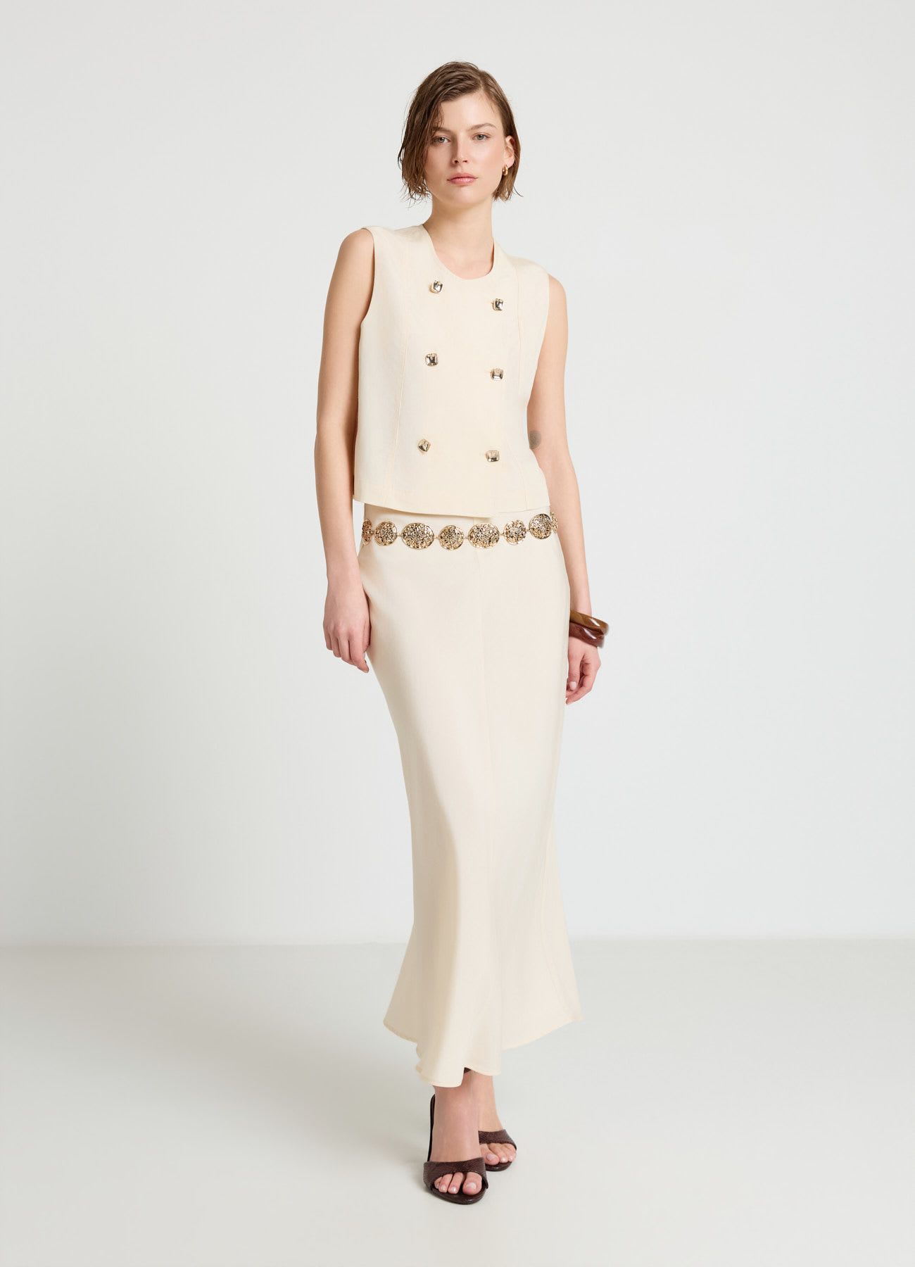 Gilet doppiopetto con bottoni oro
